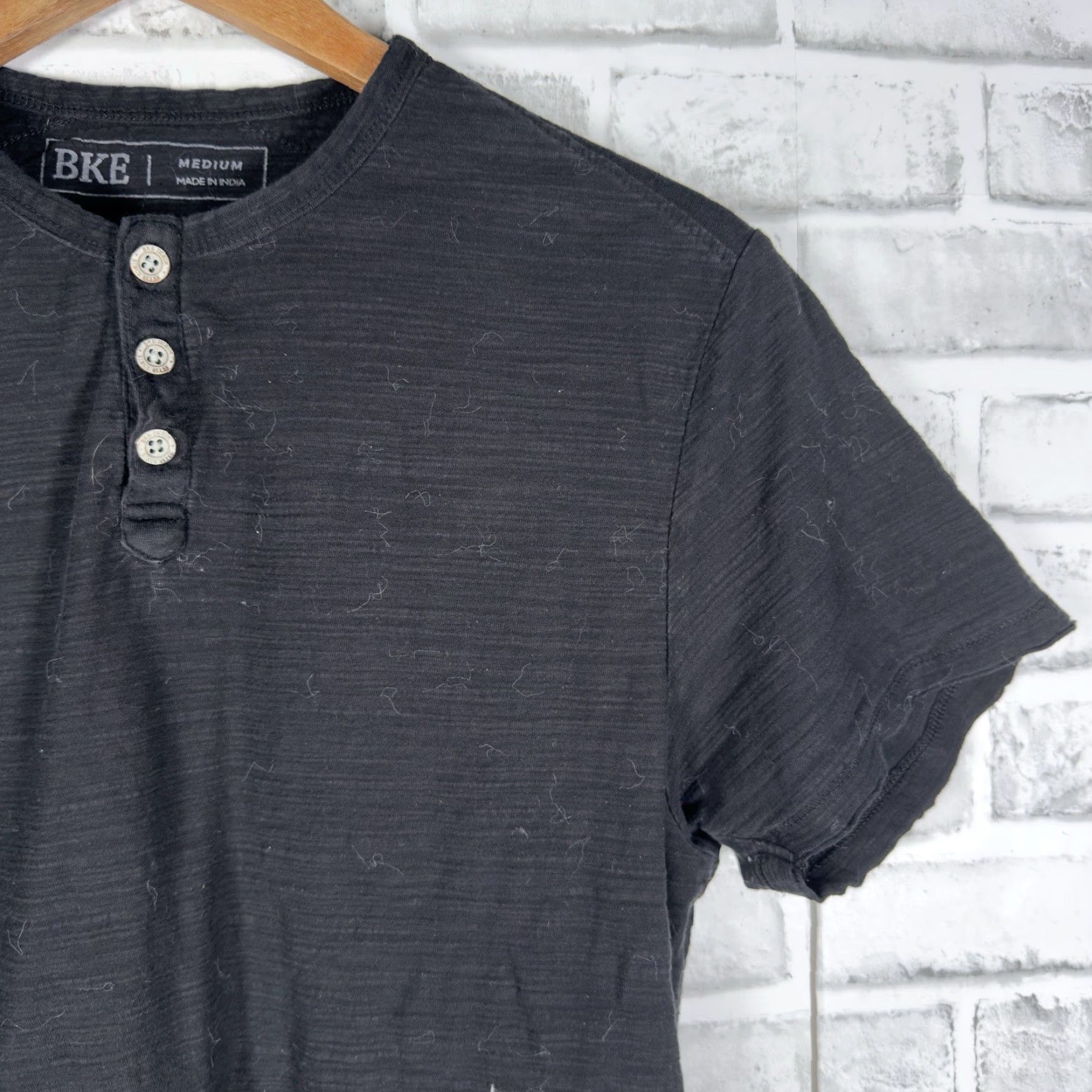 BKE BKE Black Casual Henley Style Shirt Mens Size M Size US M / EU 48-50 / 2 - 2 Thumbnail
