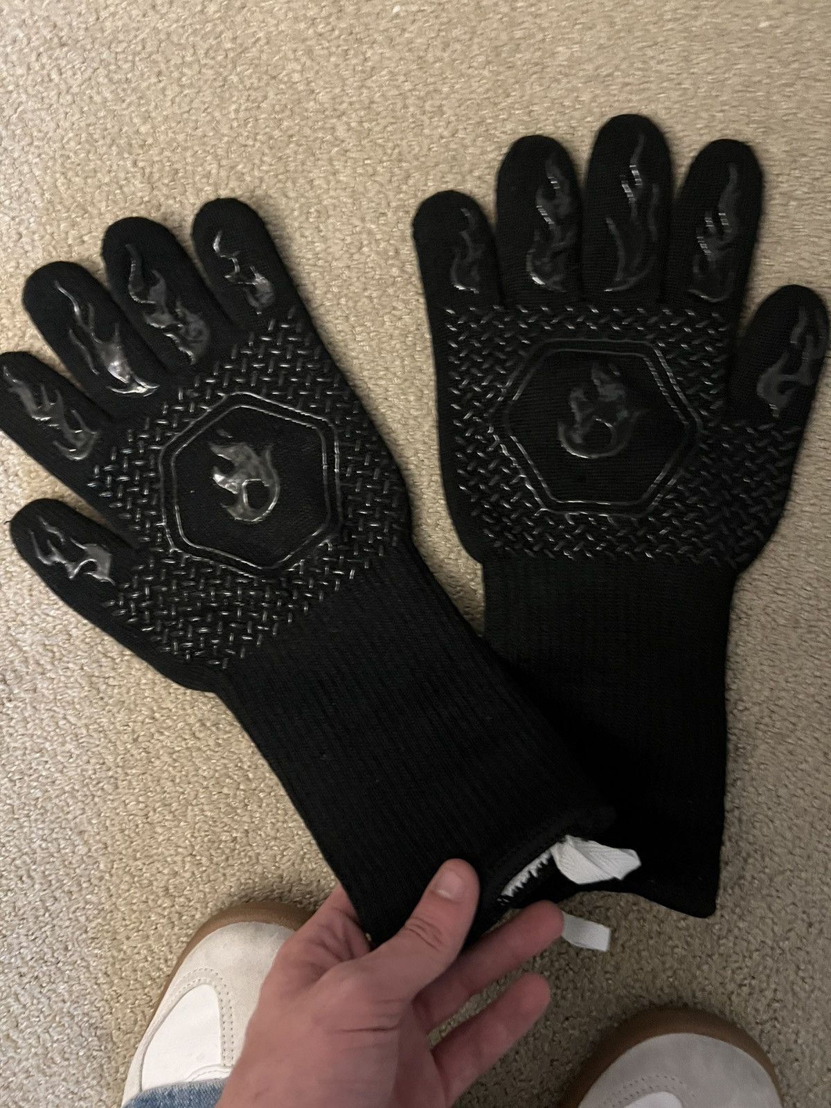 Other × Vintage SICK Y2K flame retardant flame graphics black long gloves Size ONE SIZE - 6 Thumbnail