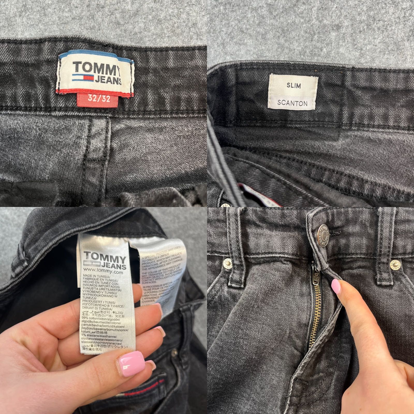 Tommy Hilfiger Tommy Hilfiger Mens Jeans Slim Fit 32 32 Dark Wash Black Stretch Faded Logo Jeans Size US 32 / EU 48 - 8 Thumbnail