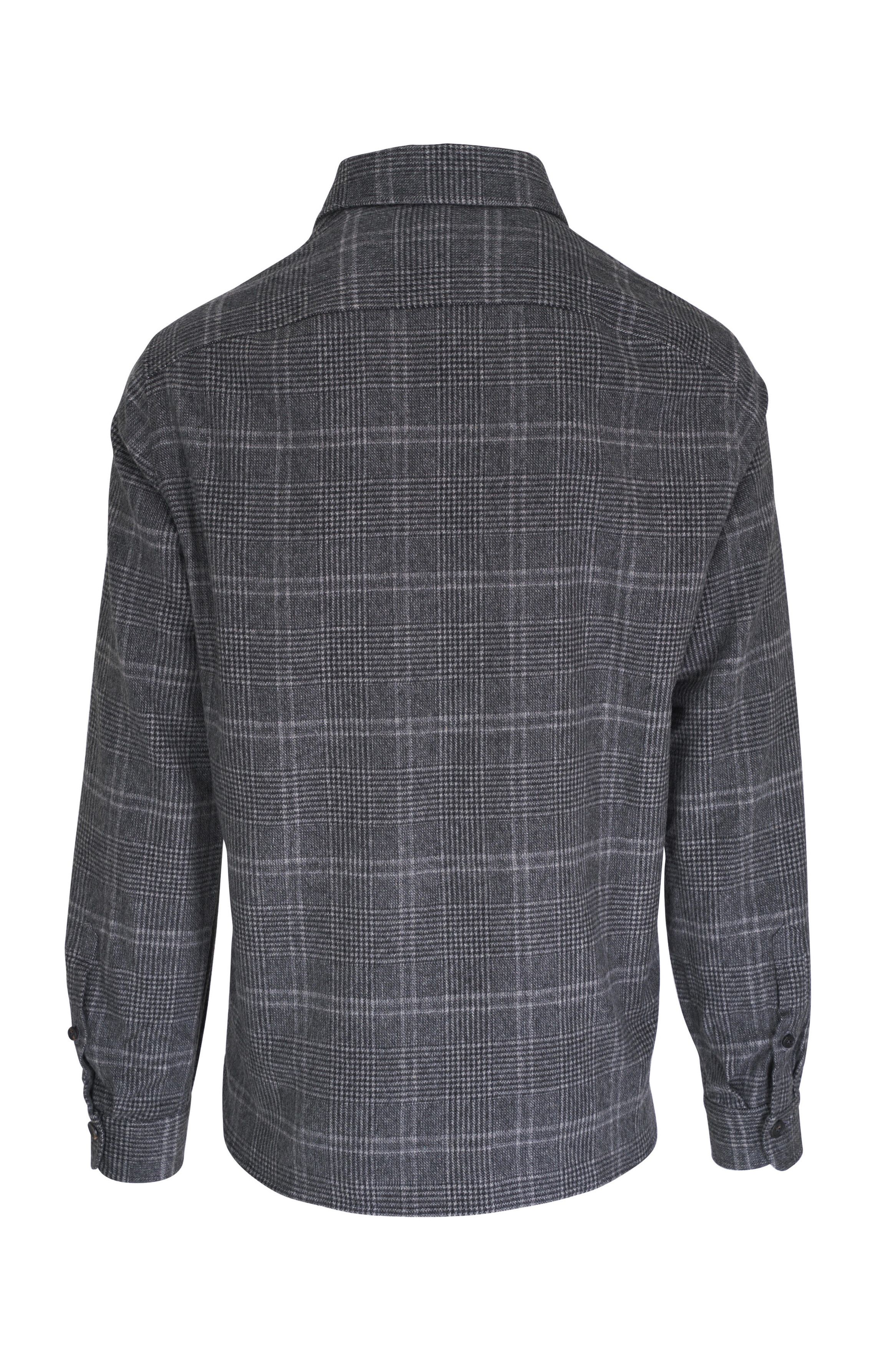 Isaia o1mtch0225 Plaid Cashmere Overshirt in Grey Size US XL / EU 56 / 4 - 2 Thumbnail