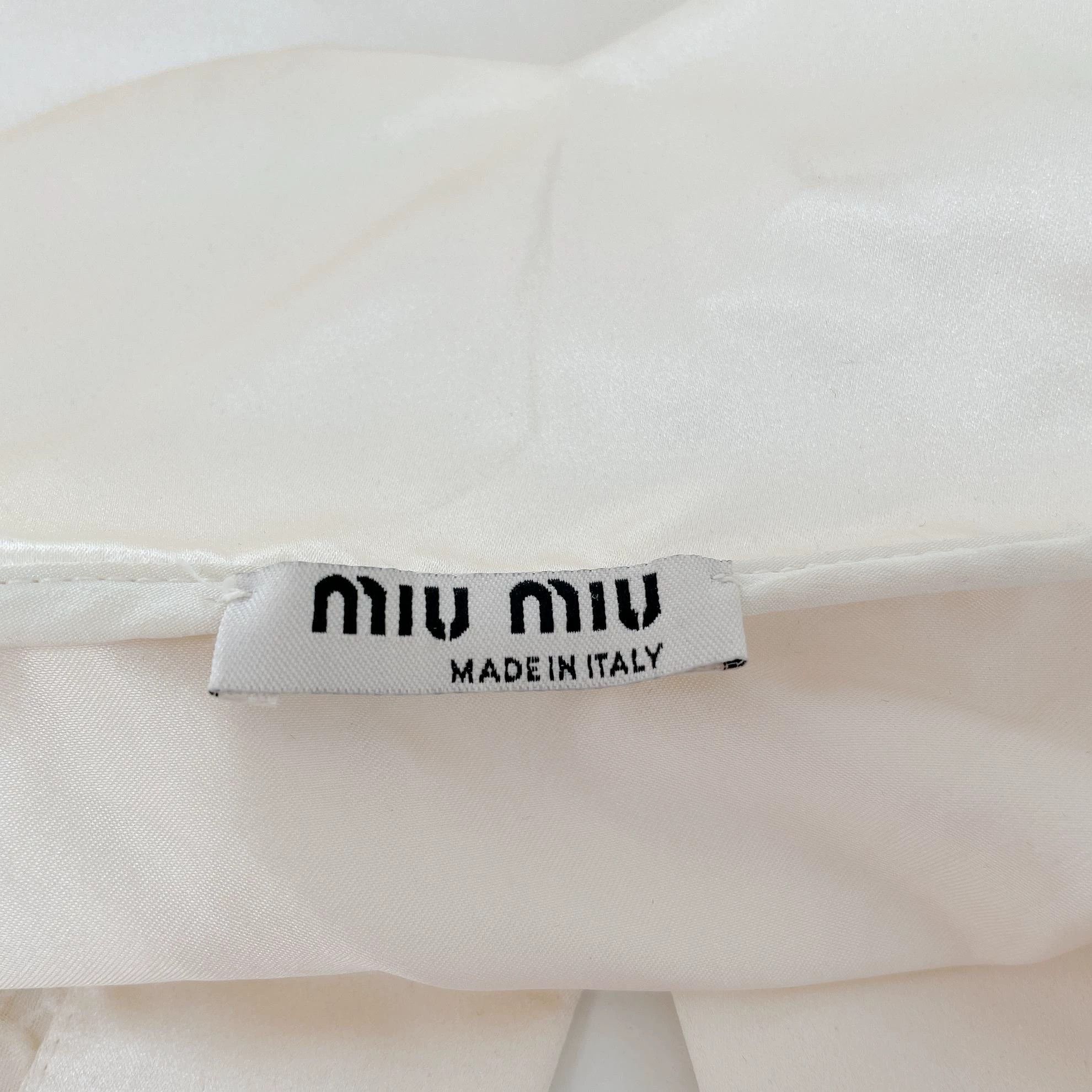 Miu Miu MIU MIU Ivory Silk Top 7212 Size XS / US 0-2 / IT 36-38 - 5 Thumbnail