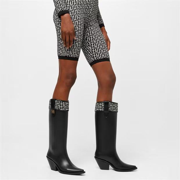 Balmain o1g2r1mq0924 Tess Rubber Boots in Ivoire & Noir Size US 10 / IT 40 - 5 Thumbnail