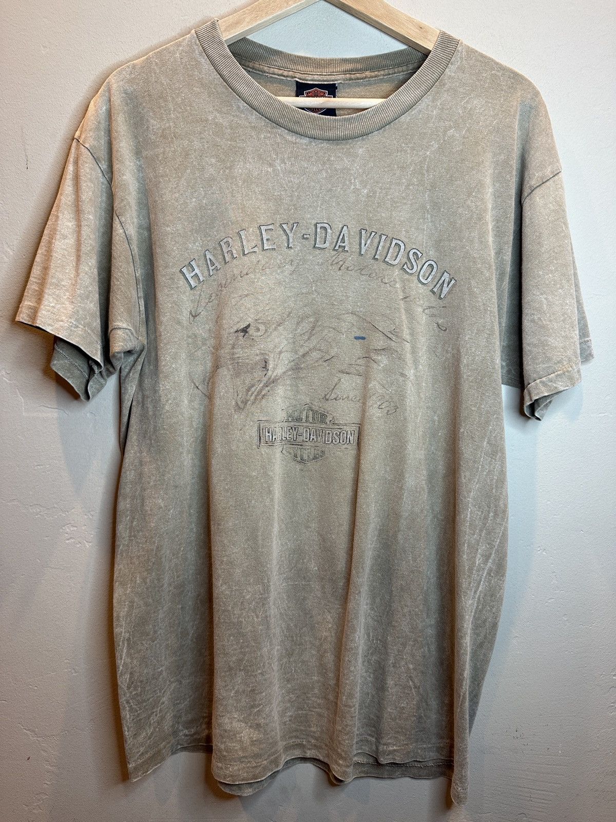 image of Vintage Harley Davidson Single Stitch Bumpus T-Shirt in Tan Mix, Men's (Size Medium)