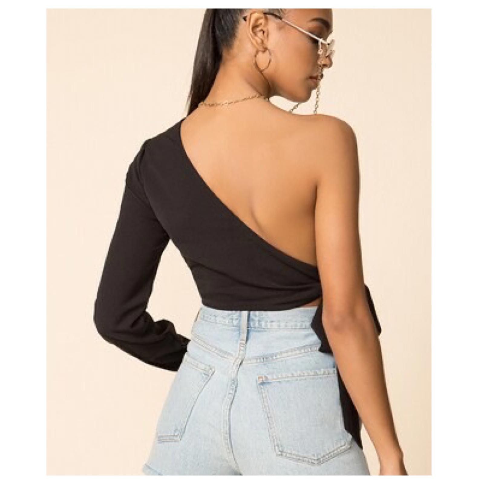 REVOLVE × superdown NWT Superdown Charlotte One Shoulder Crop Top Black Womens S Size S / US 4 / IT 40 - 2 Thumbnail
