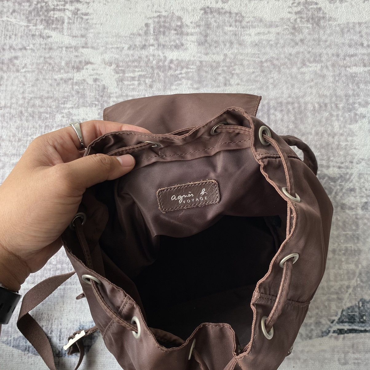 Designer × Japanese Brand × agnes b. Agnes B Brown Mini Backpack Prada Style Size ONE SIZE - 10 Thumbnail