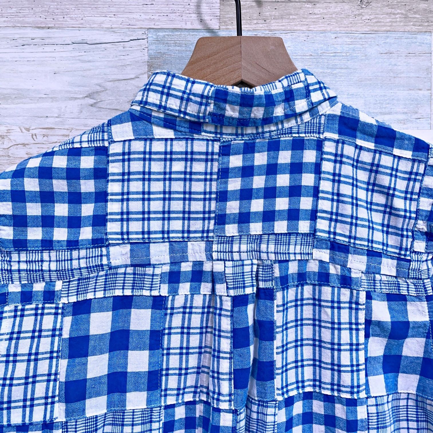 Lands' End Lands End Patchwork Plaid Button Up Shirt Blue Womens XS Size XS / US 0-2 / IT 36-38 - 4 Thumbnail