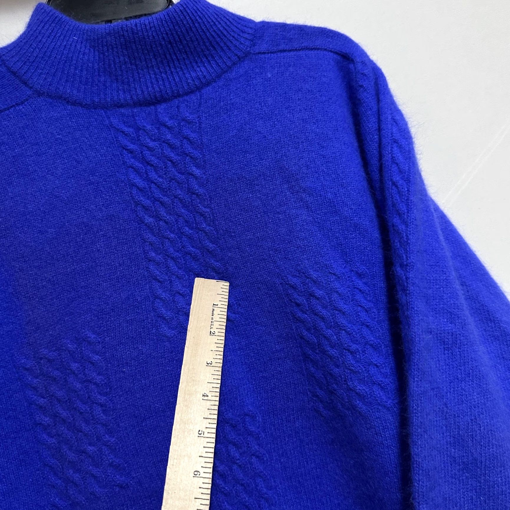 Vintage VINTAGE Crystal Sweater Womens M Blue Wool Angora Mock Neck DYE TRANSFER Size M / US 6-8 / IT 42-44 - 3 Thumbnail
