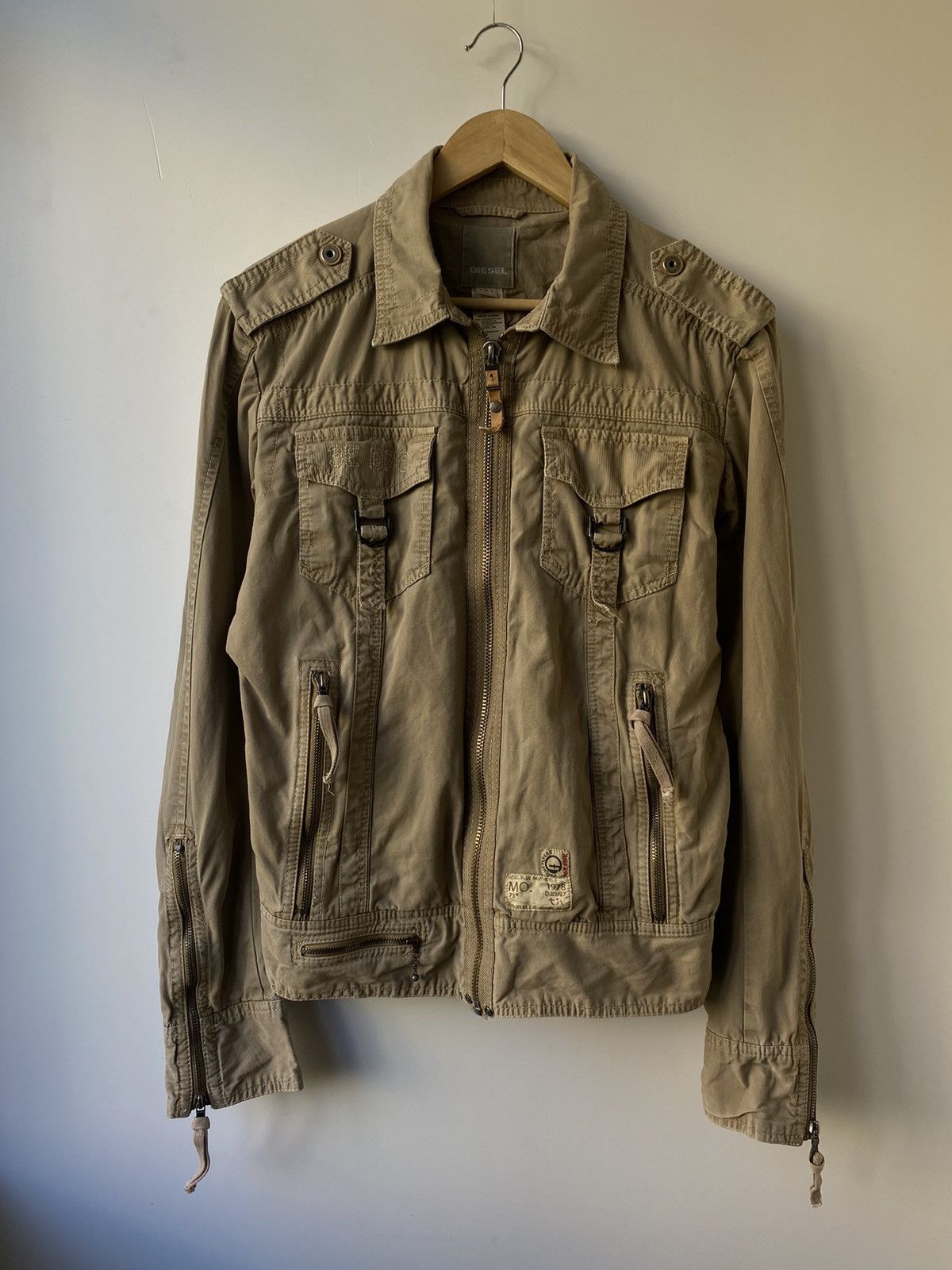 image of Diesel Multipocket Biker Rider Jacket Chopper Retro in Beige, Men's (Size Large)