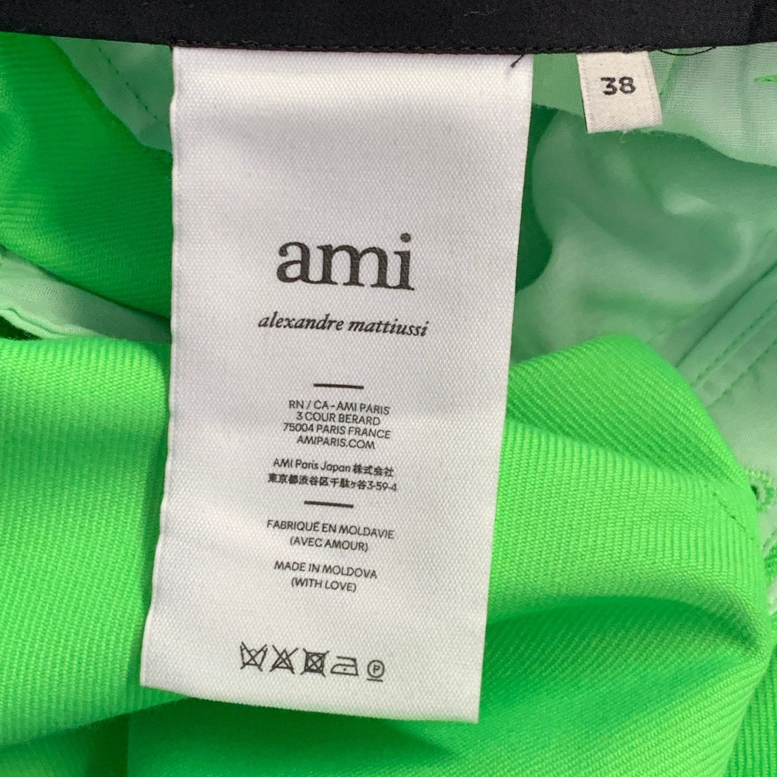 AMI Size 36 Neon Green Wool Blend Twill Notch Lapel Suit Size 36R - 12 Thumbnail