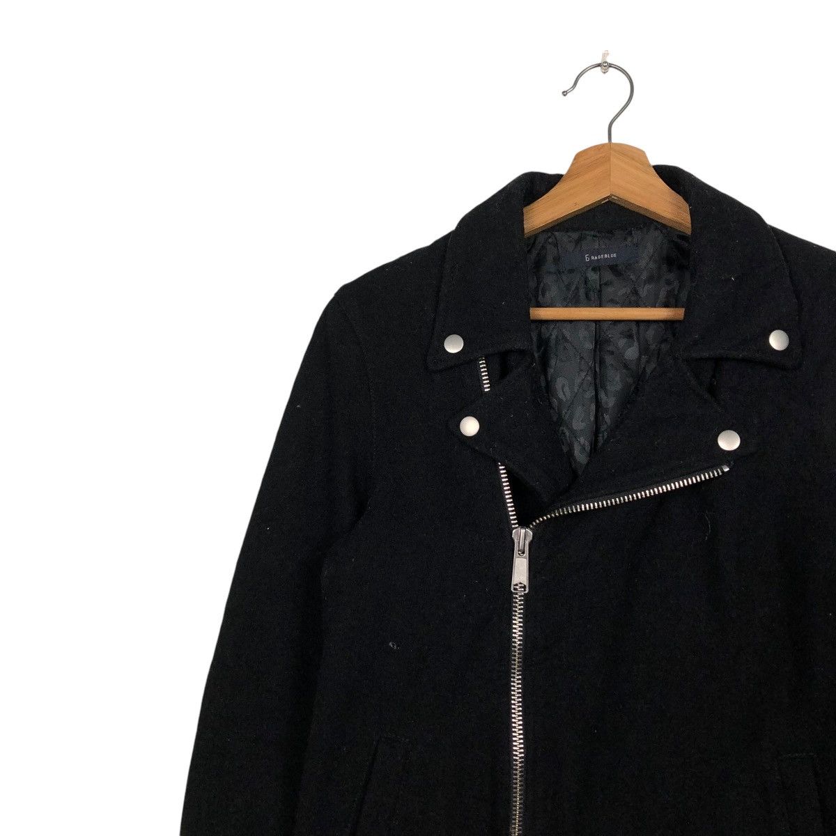 Hysteric Glamour 🔥VINTAGE WOOL CROPPED BIKER JACKET RAGEBLUE DOUBLE COLLAR Size US M / EU 48-50 / 2 - 9 Thumbnail