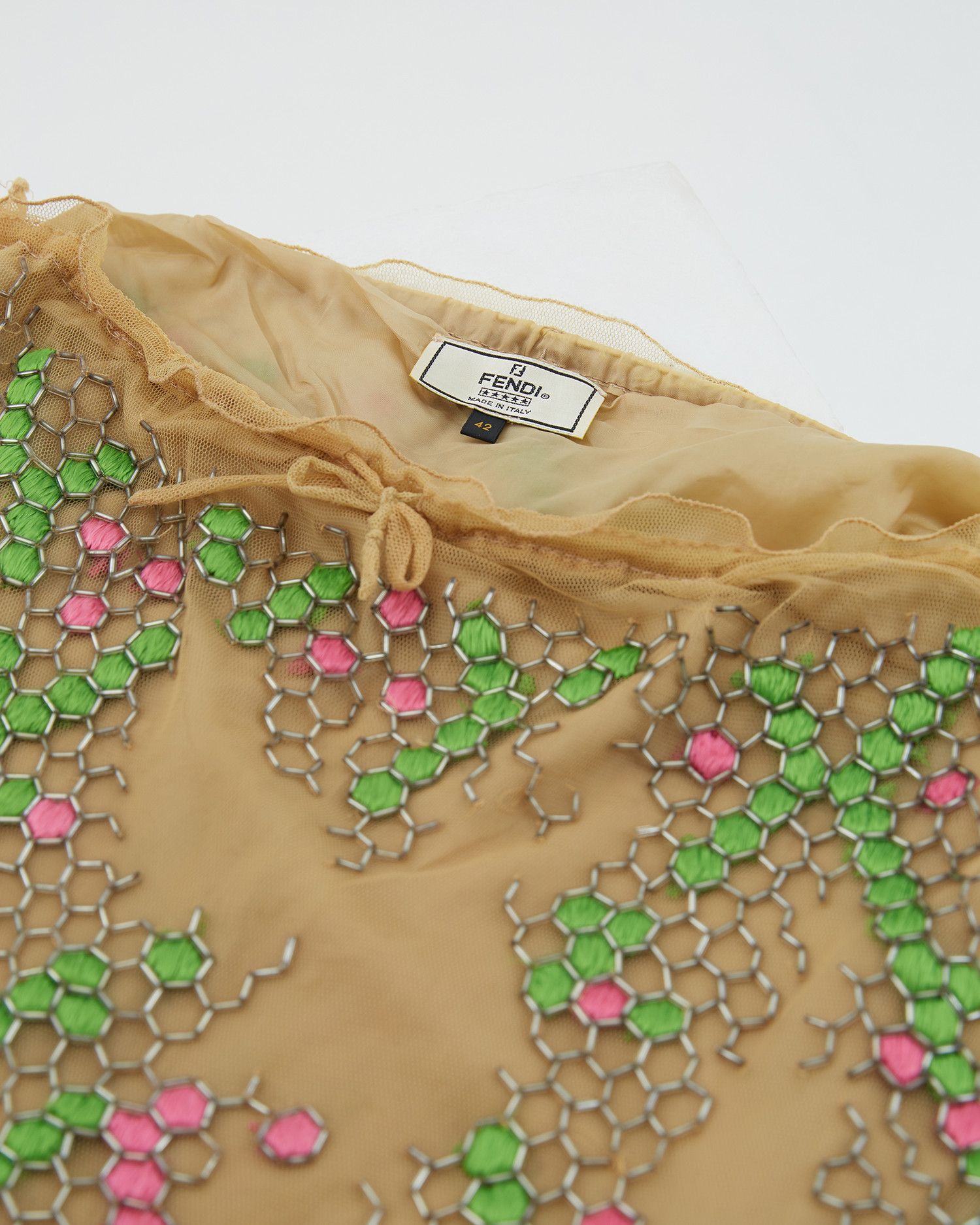 Fendi × Karl Lagerfeld S/S 2000 Embroidered mesh skirt Size 28" / US 6 / IT 42 - 6 Thumbnail