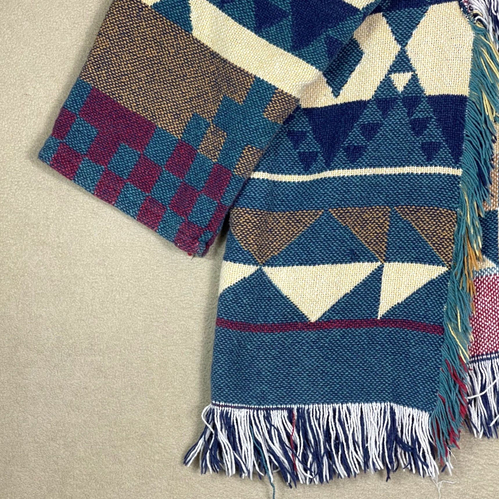 Vintage VINTAGE Lew Magram Collection Women One Size Southwestern Fringe Woven Jacket Cape Size ONE SIZE - 3 Thumbnail