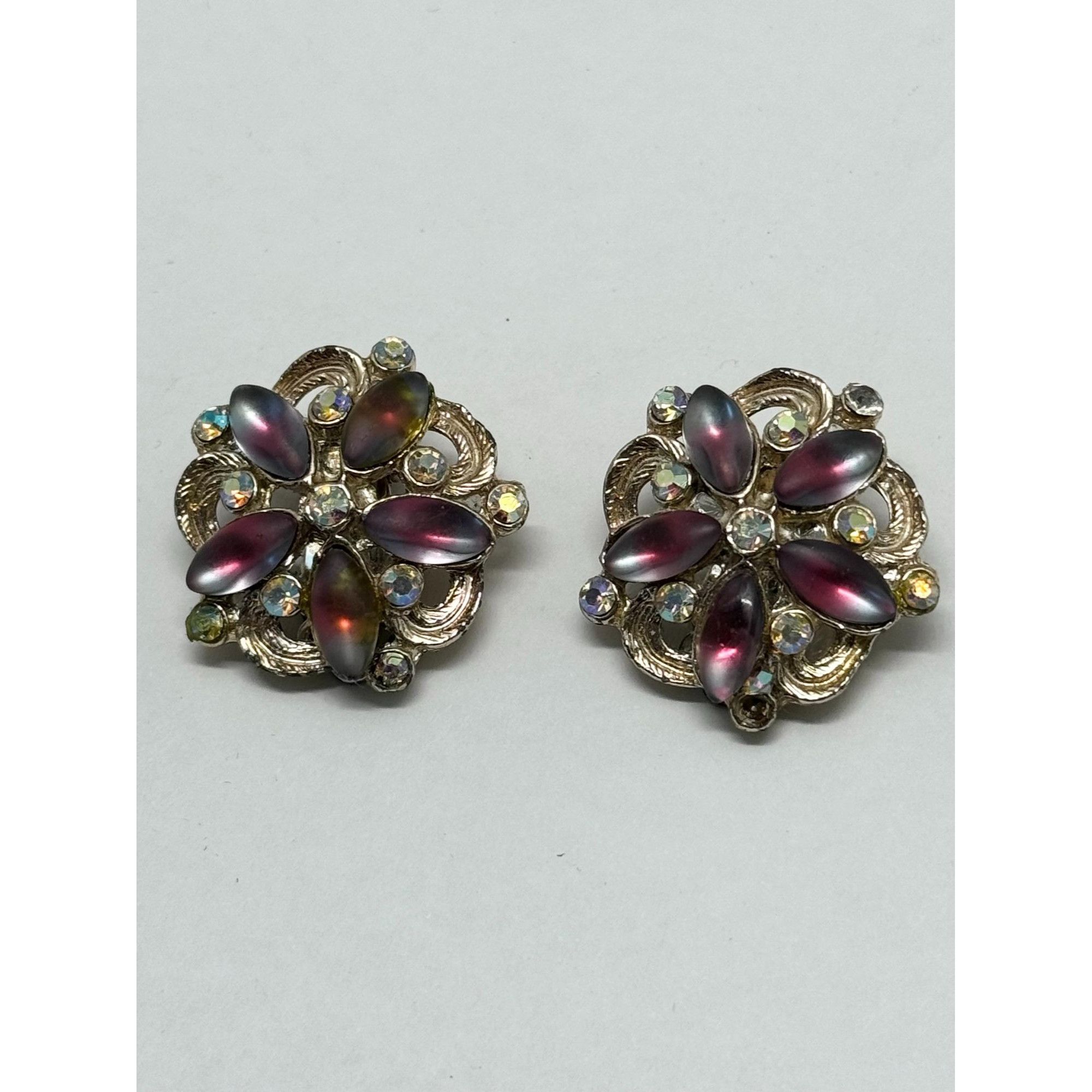 Vintage Vintage pink rhinestone flower earrings Size ONE SIZE - 3 Thumbnail