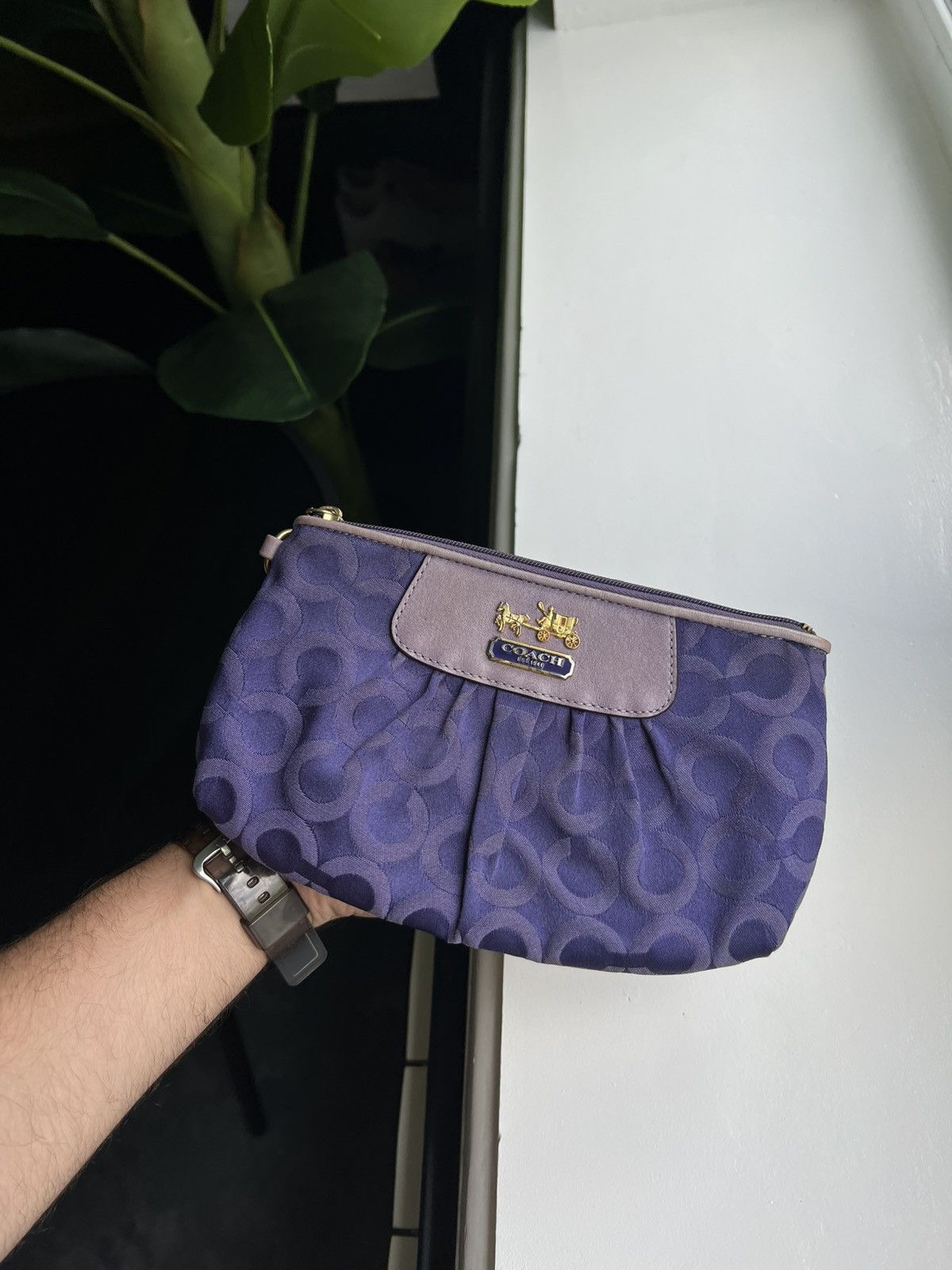 Coach × Vintage Coach Signature Y2K Purple Jacquard Wristlet Purse Size ONE SIZE - 15 Thumbnail