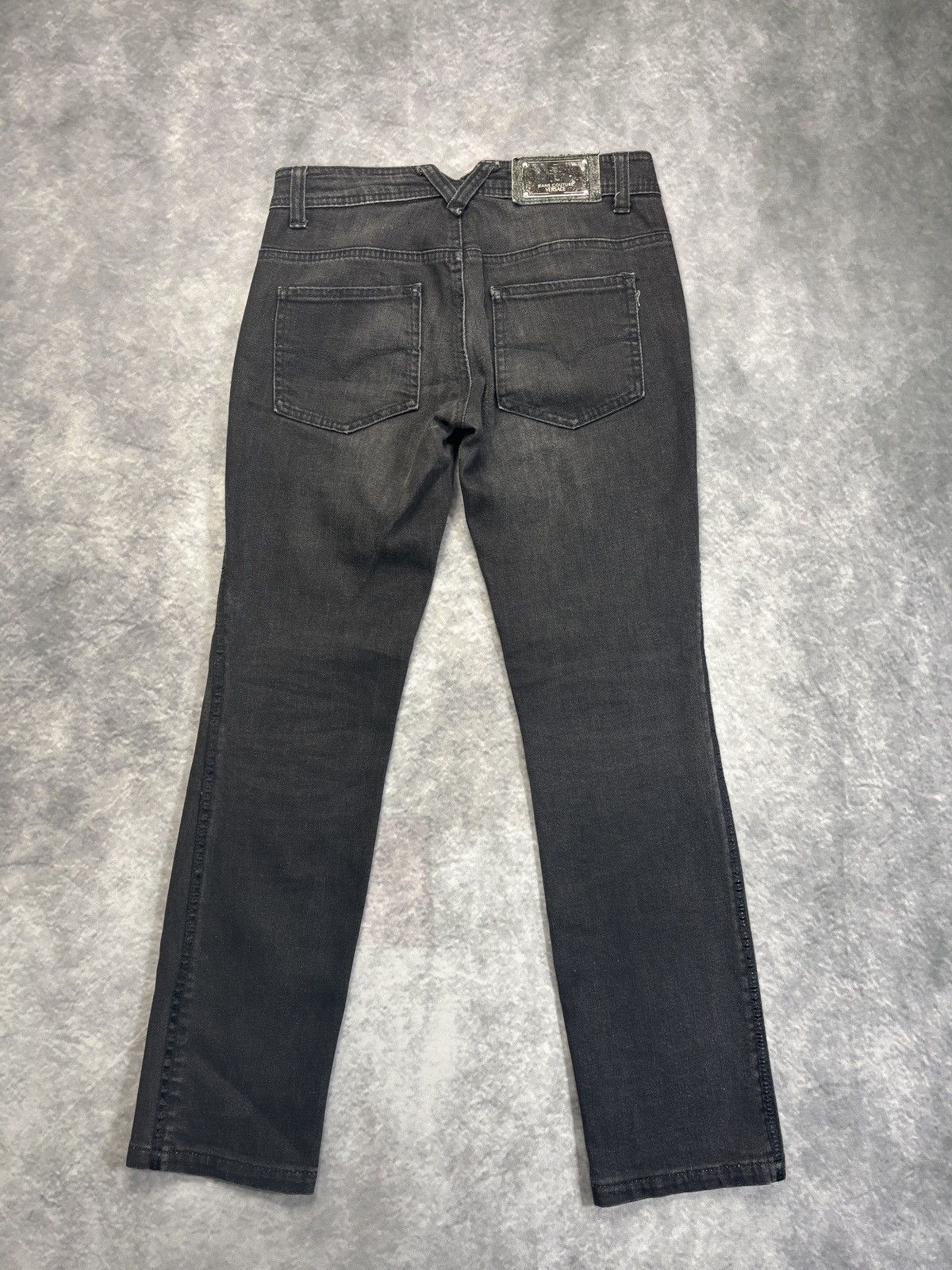 Versace × Versace Jeans Couture × Vintage 2000s Versace Jeans Couture Black Denim Vintage VJC Pants Y2 Size 26" / US 2 / IT 38 - 13 Thumbnail