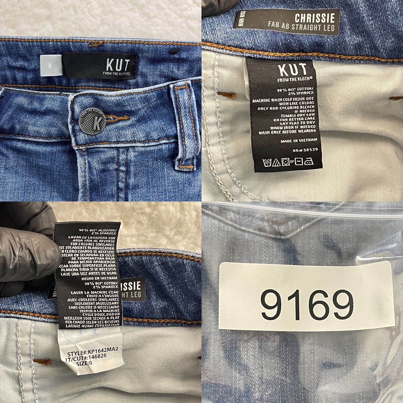 Vintage KUT from the Kloth Chrissie Fab Ab Straight Leg Jeans Womens Mid-Rise Size 0 Blue Size 25" / US 0 / IT 36 - 10 Thumbnail