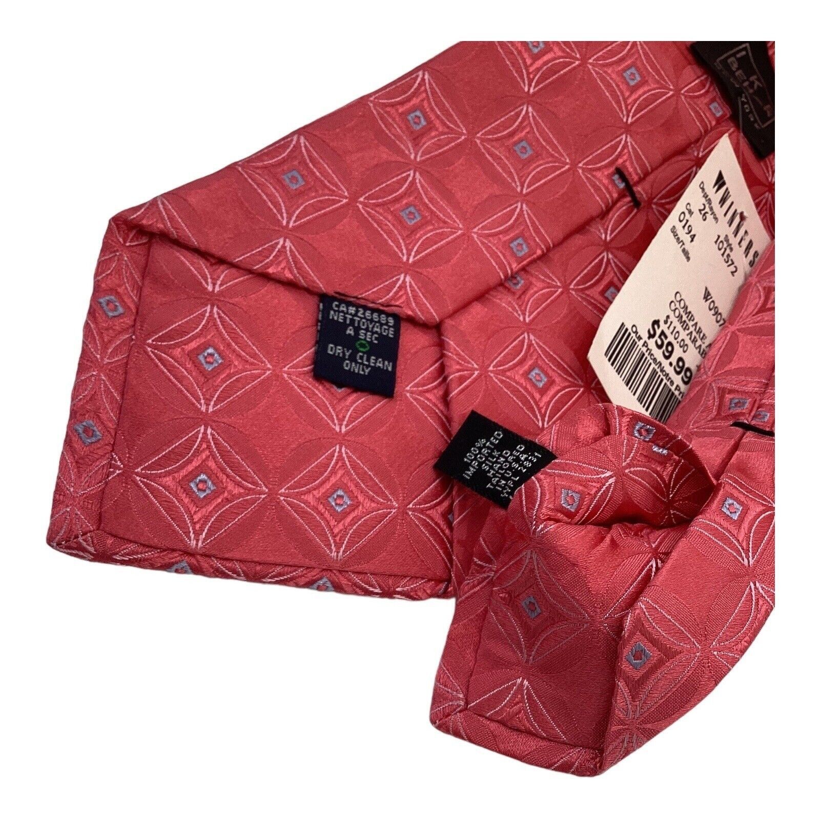 Ike Behar IKE BEHAR Red Geometric Luxury Designer Silk Tie Made In USA Size ONE SIZE - 3 Thumbnail