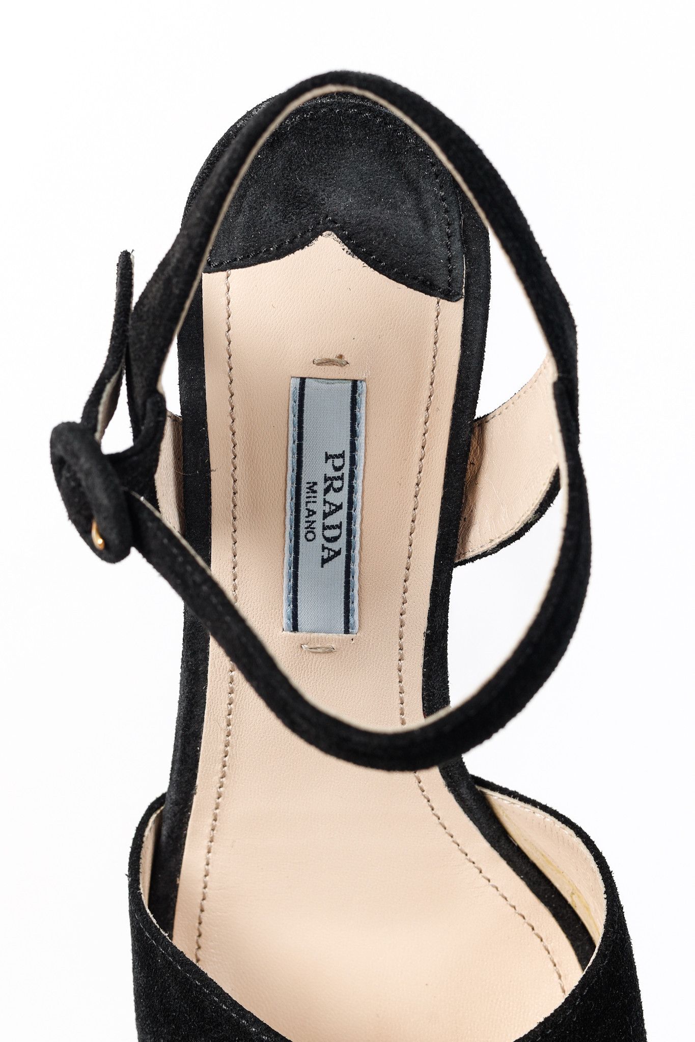 Prada Prada Nero Scamosciato Suede Cork Wedge Sandals Size US 6.5 / IT 36.5 - 10 Thumbnail