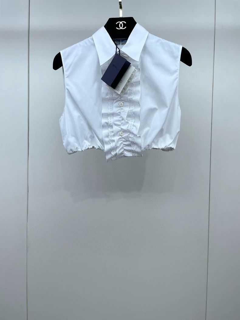 Prada Prada White pleated short sleeveless shirt Size XS / US 0-2 / IT 36-38 - 1 Thumbnail