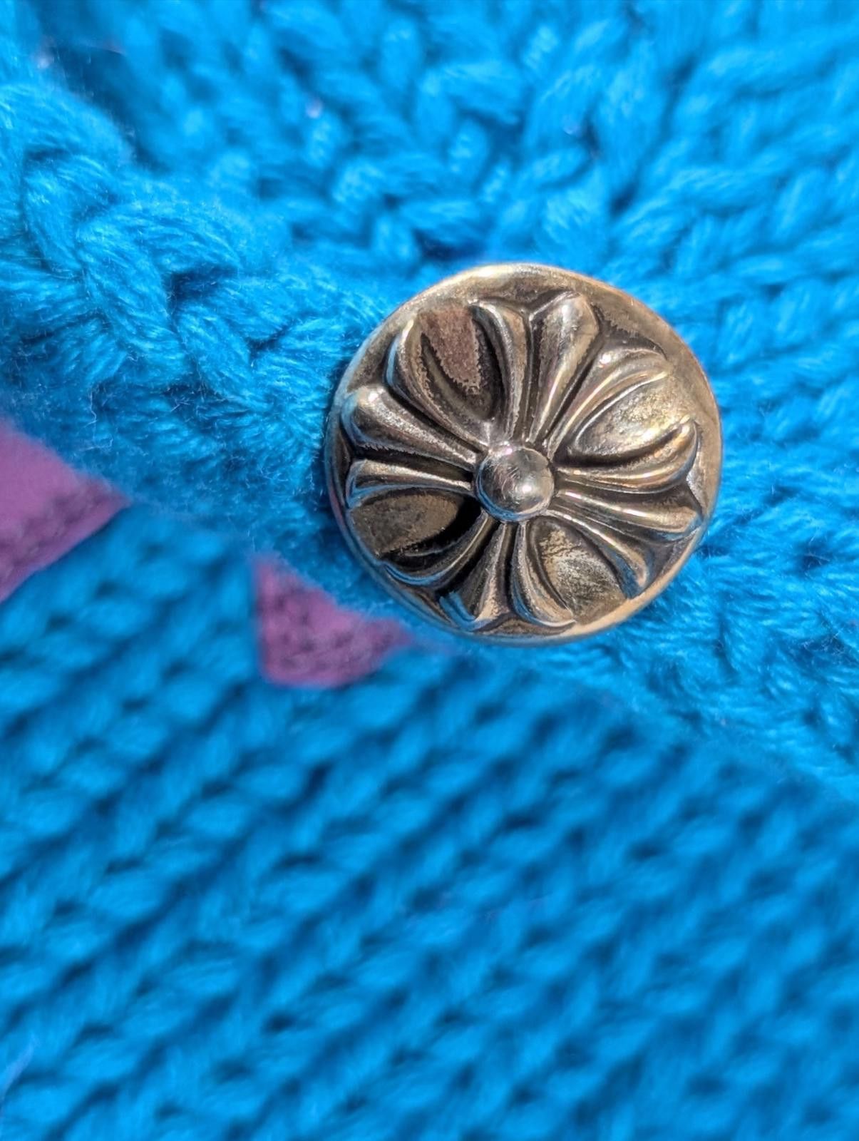 Chrome Hearts Blue Cashmere Beanie Purple Cross Patch Size ONE SIZE - 3 Thumbnail