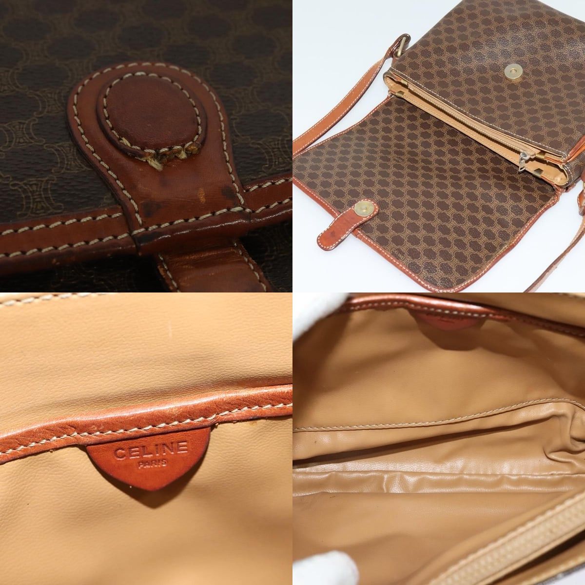 Celine CELINE Macadam Canvas Shoulder Bag Pvc Leather Brown Gold Size ONE SIZE - 11 Thumbnail