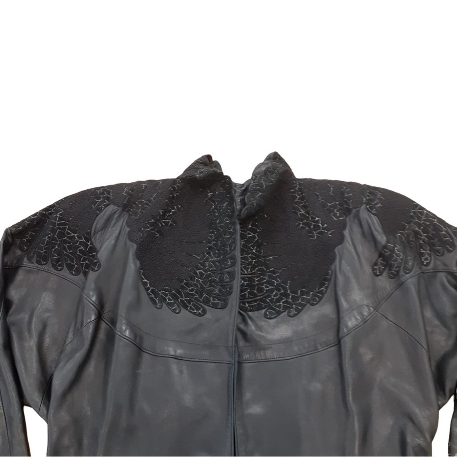 Other JEAN CLAUDE JITROIS BLACK LEATHER OPEN FRONT SIGNED JACKET Size US L / EU 52-54 / 3 - 2 Thumbnail