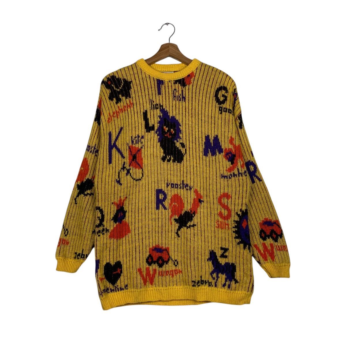 Benetton Vintage 80s Benetton Full Print Knitwear Sweater Size US M / EU 48-50 / 2 - 1 Thumbnail