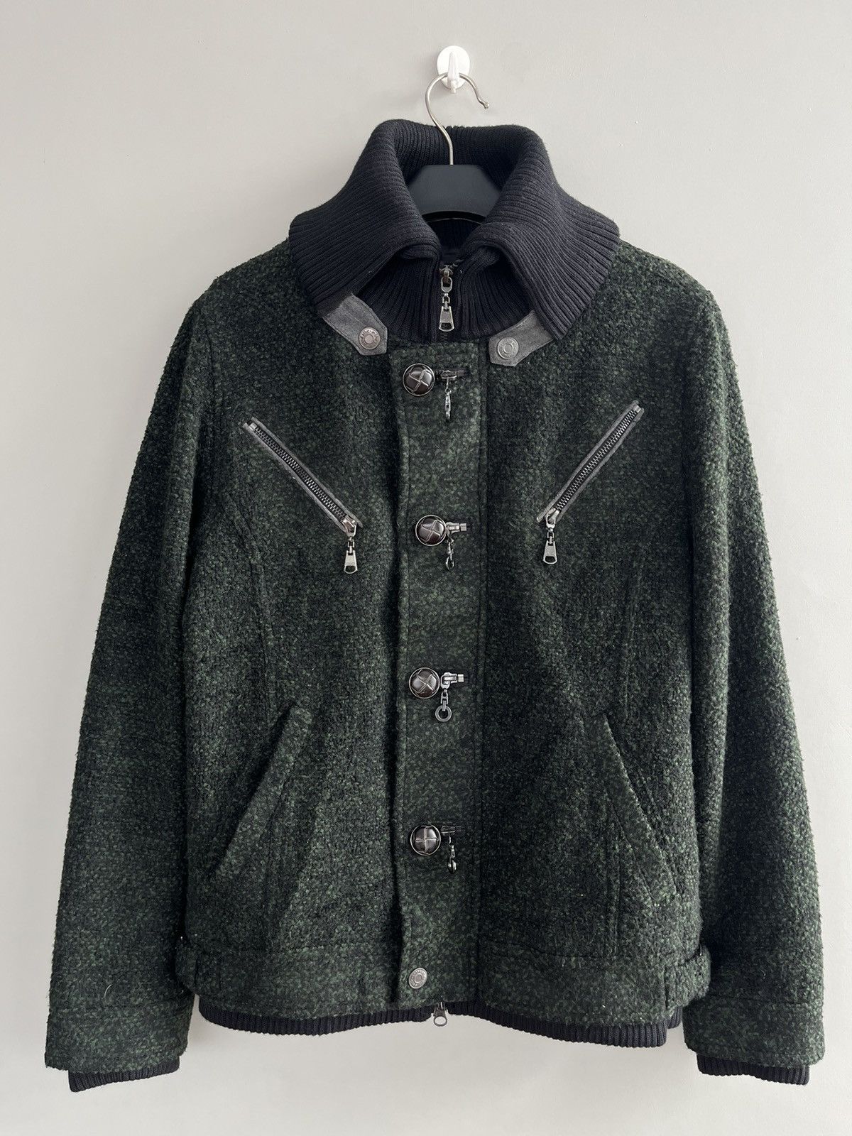 image of 14Th Addiction x In The Attic Japanese Archive Intheattic Napoleon Woll Multi Zipp Jacket in Black/