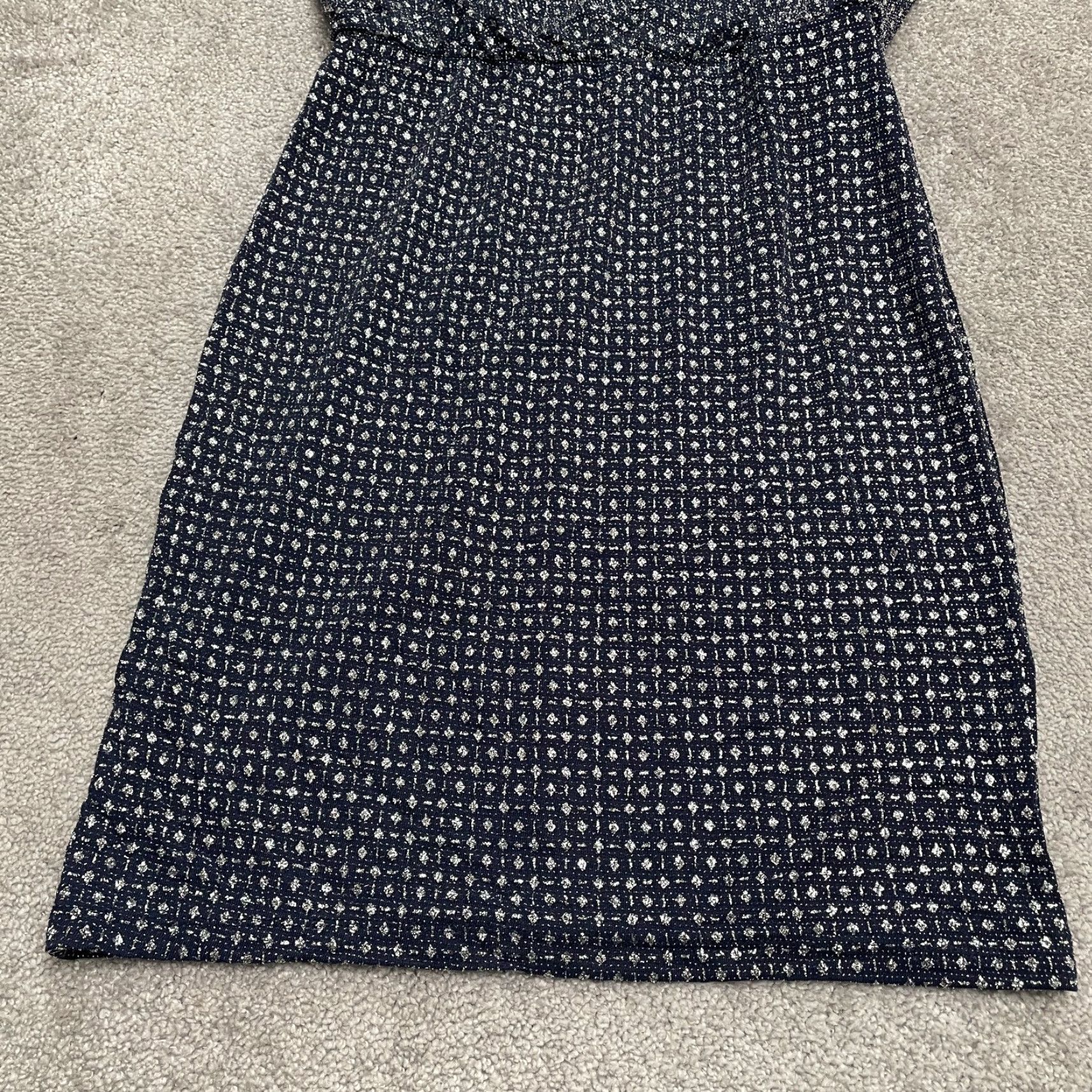 Vintage En Focus Studio Womens Midi Sheath Dress Blue 10 Half Sleeve Glitter Shiny Size L / US 10 / IT 46 - 4 Thumbnail