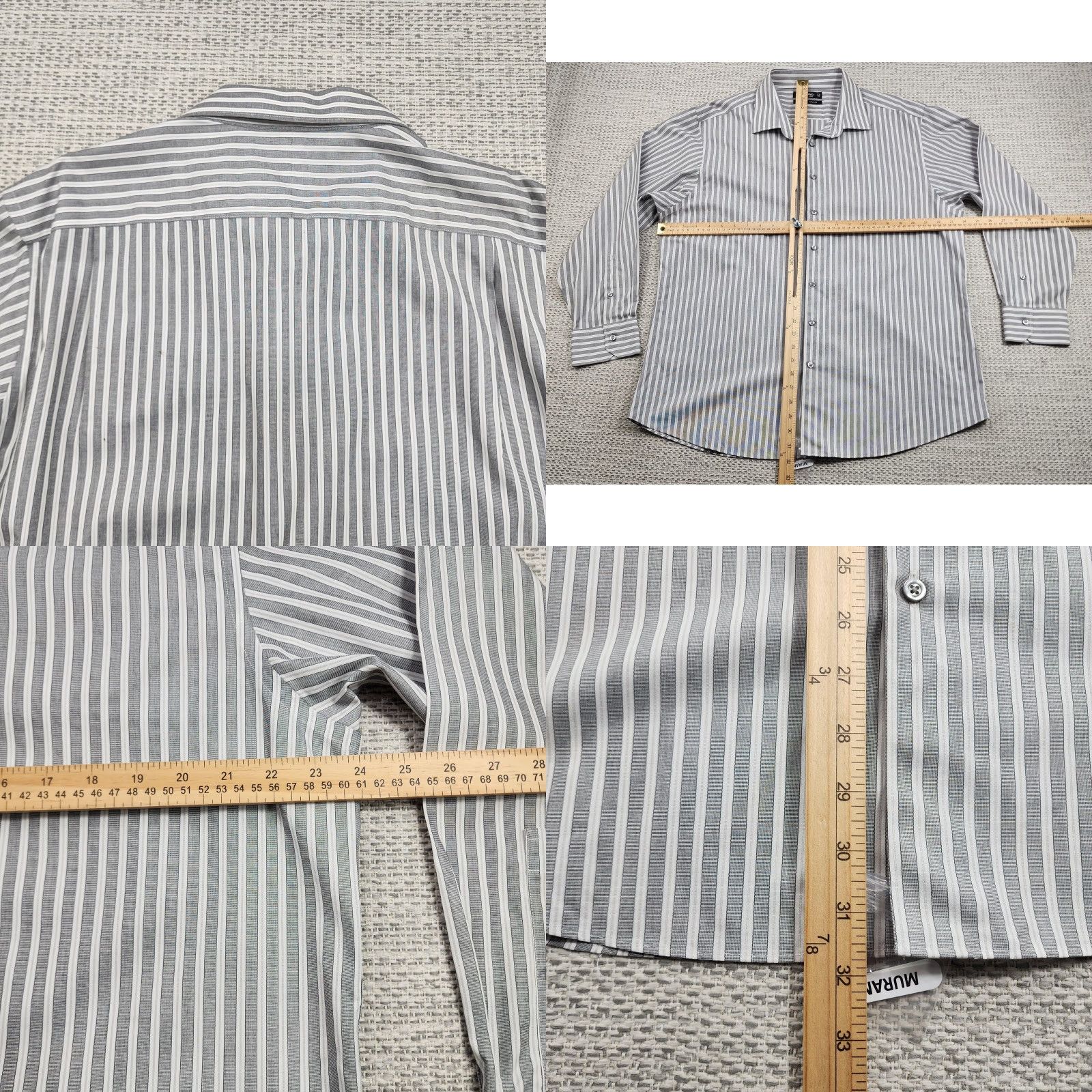 Murano Murano Shirt Mens 17.5 34 Slim Dress Non Iron Striped Button Up Size 48R - 8 Thumbnail