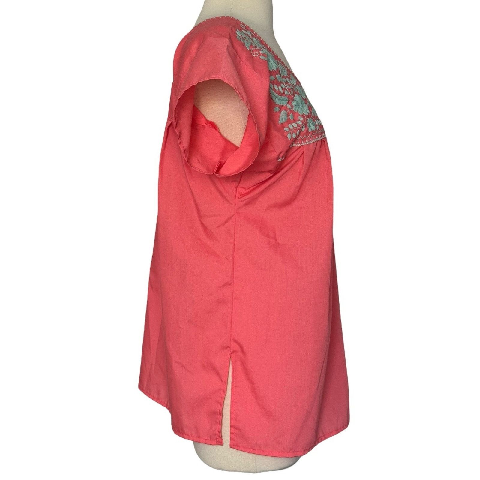 Other Mexican Floral Embroidered Pink Salmon Peasant Blouse M NEW Size M / US 6-8 / IT 42-44 - 6 Thumbnail
