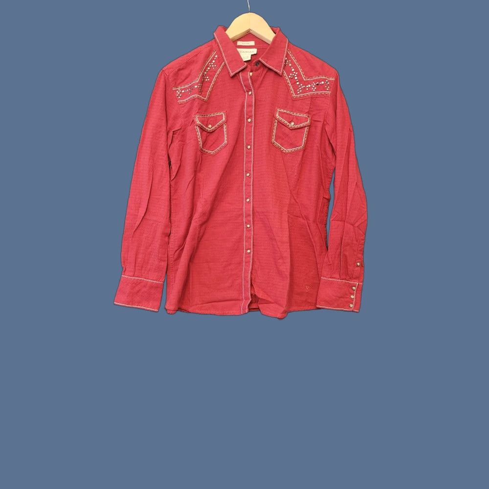 Ariat Ariat Shirt Womens XL Red Western Snap Button Studded Fitted Long Sleeve Top Size XL / US 12-14 / IT 48-50 - 1 Thumbnail