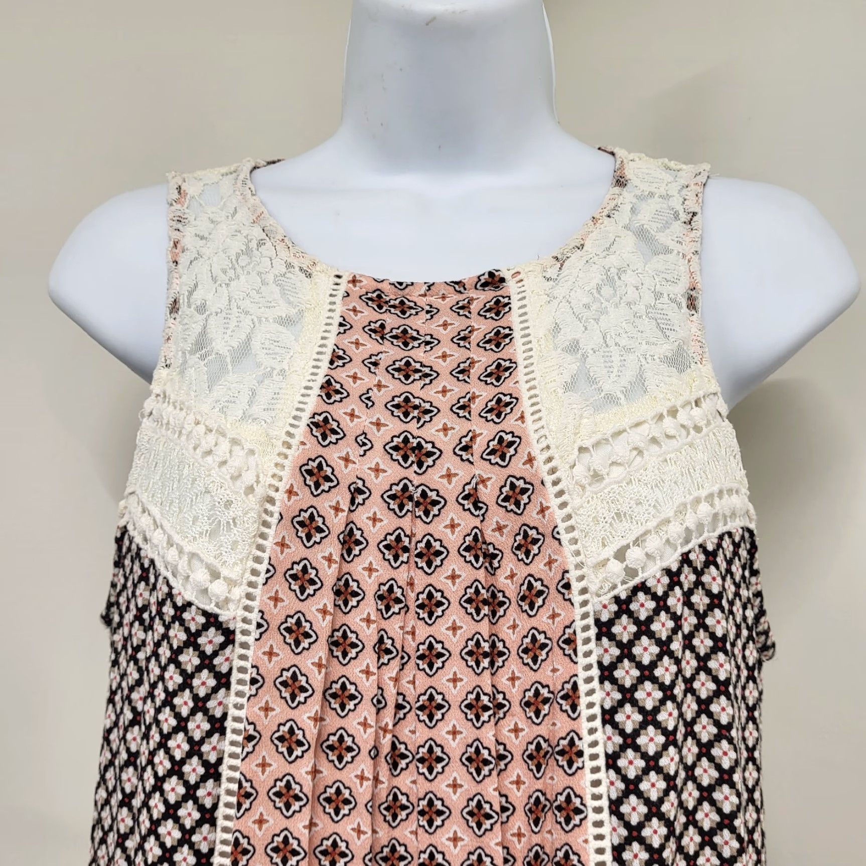 Vintage Cato Dress Women's Size Medium Boho Ivory Lace Sleeveless Bohemian Summer Shift Size M / US 6-8 / IT 42-44 - 5 Thumbnail