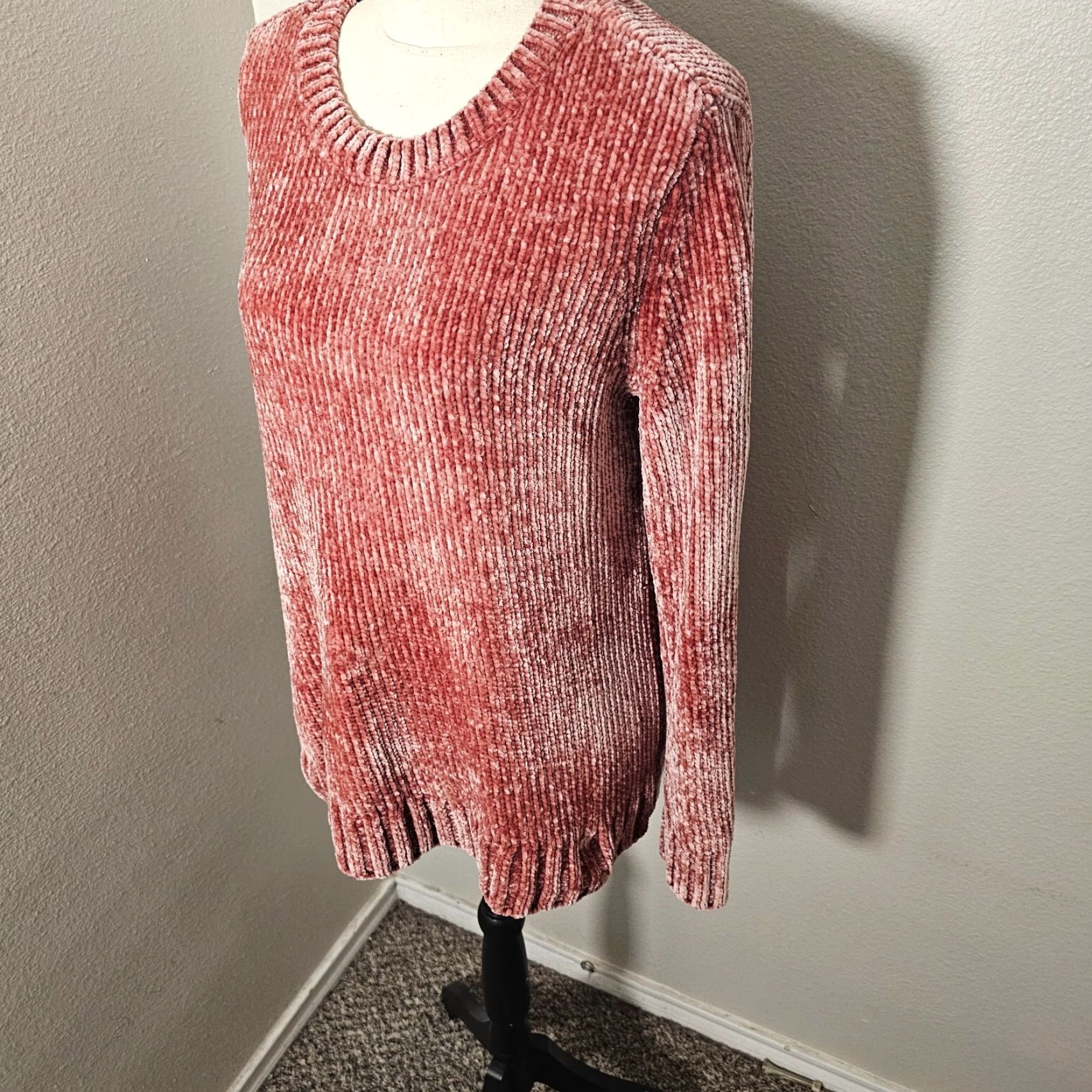 Orvis Orvis Women's Mauve Dusty Pink Crew Neck Long Sleeve Chenille Sweater M - 100% Polyester Knit Pullover Size M / US 6-8 / IT 42-44 - 2 Thumbnail