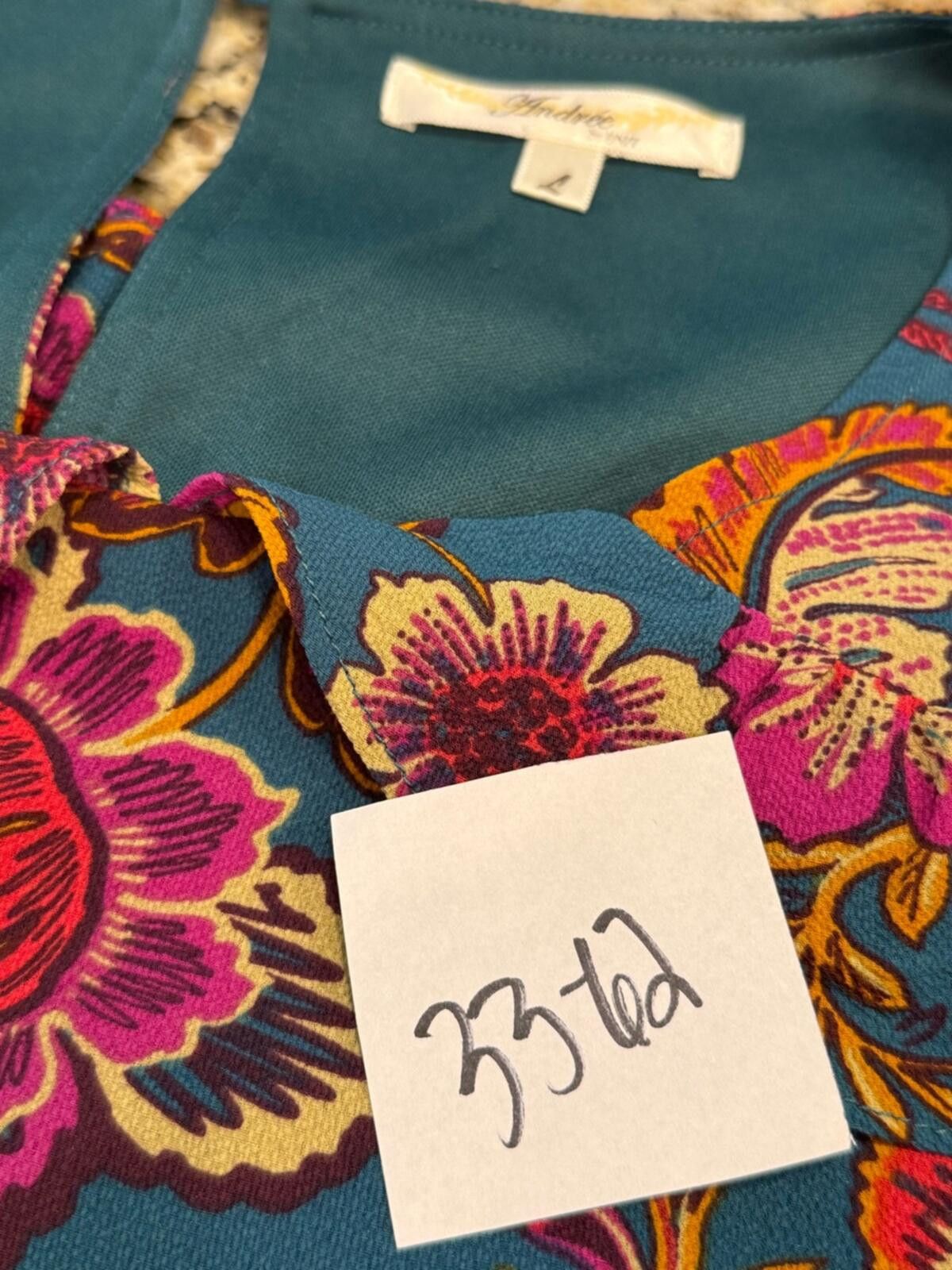 Other Andrew by Unit cold shoulder floral midi sheath dress SZ LG Size L / US 10 / IT 46 - 12 Thumbnail