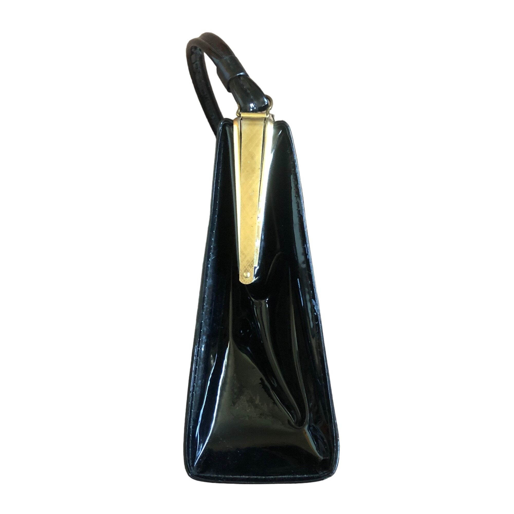 Vintage Vintage Aina Patent Leather Gold Hardware Frame Handbag Size ONE SIZE - 2 Thumbnail