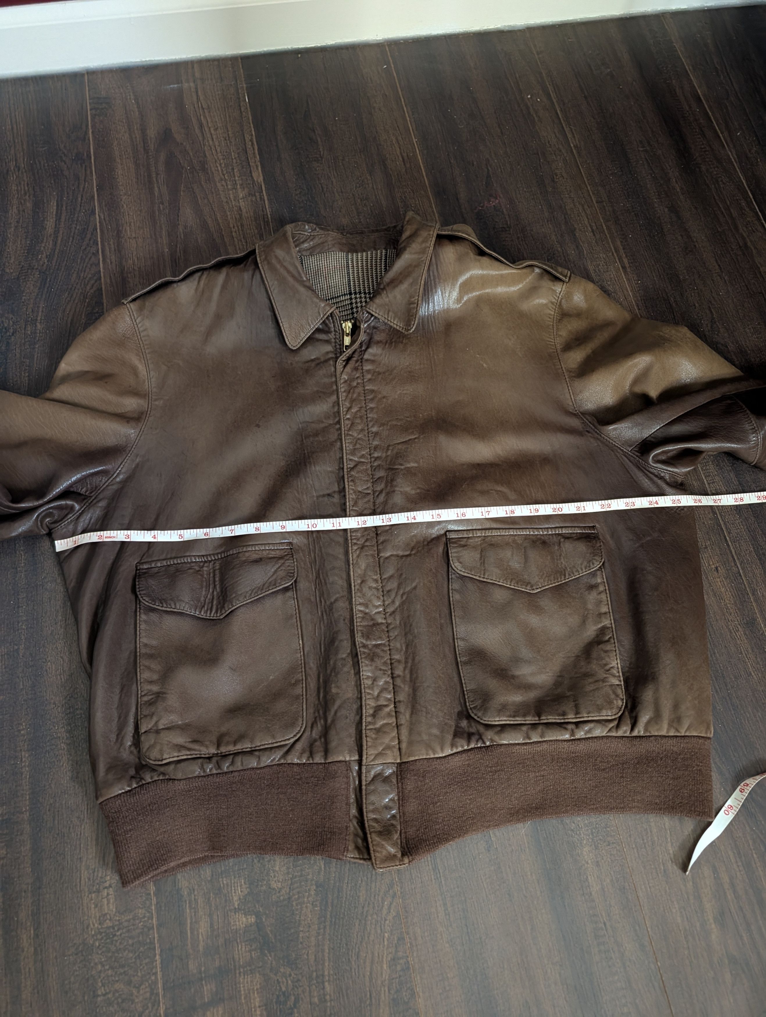 Vintage Rosenthal & Truitt leather A-2 tweed lined bomber jacket Size US XL / EU 56 / 4 - 17 Thumbnail