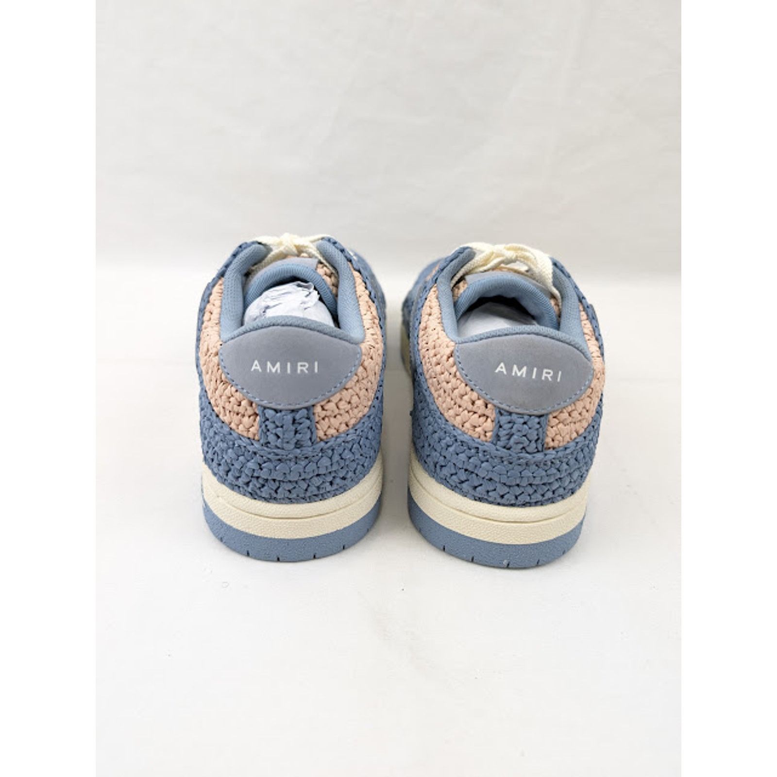 Amiri o1rshd1 Q: 2 / Raffia Skelton Low-Top Sneakers in Blue Size US 13 / EU 46 - 18 Thumbnail