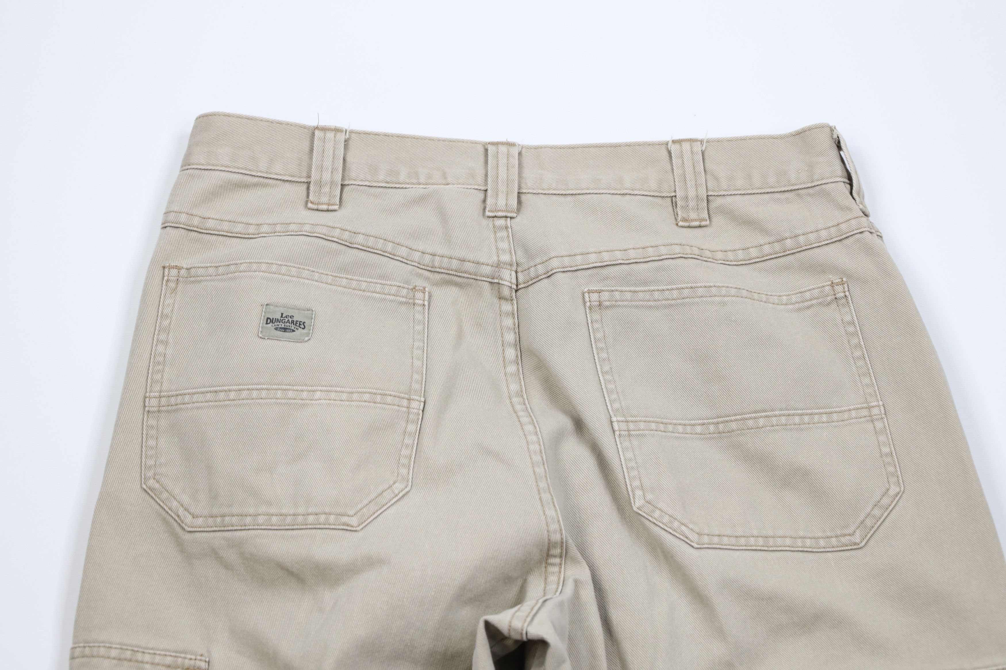 Lee Vintage 90s Y2K Lee Wide Leg Dungaree Cargo Jeans Beige Size US 34 / EU 50 - 12 Thumbnail