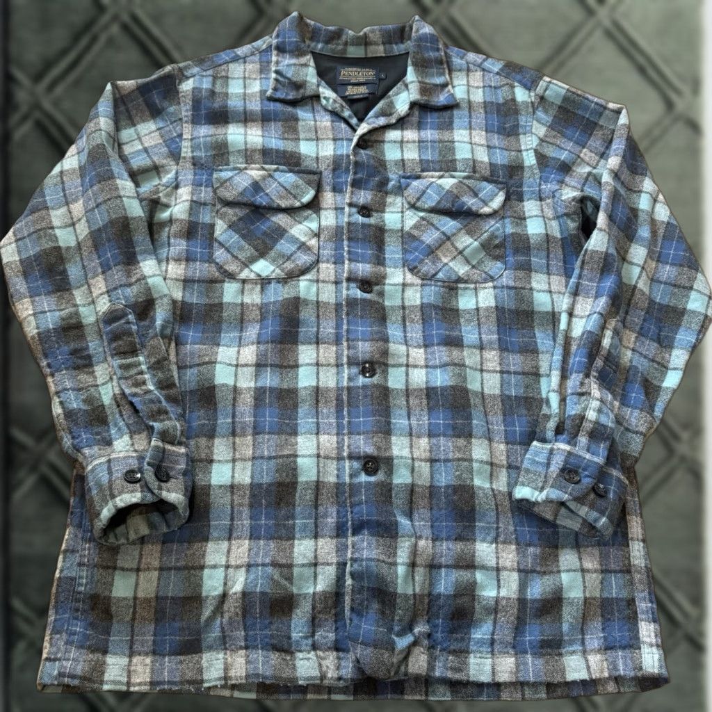 Pendleton VTG Pendleton Board Shirt Wool Large Gray Blue Shadow Plaid USA Mens L Button-Up Collar Ship Worldwide Size US L / EU 52-54 / 3 - 1 Thumbnail