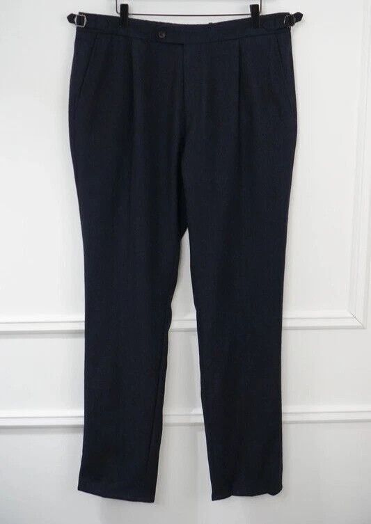 Suitsupply Men Suitsupply Ames Pleat SA Trousers Flannel Navy US38S Size 38S - 1 Thumbnail