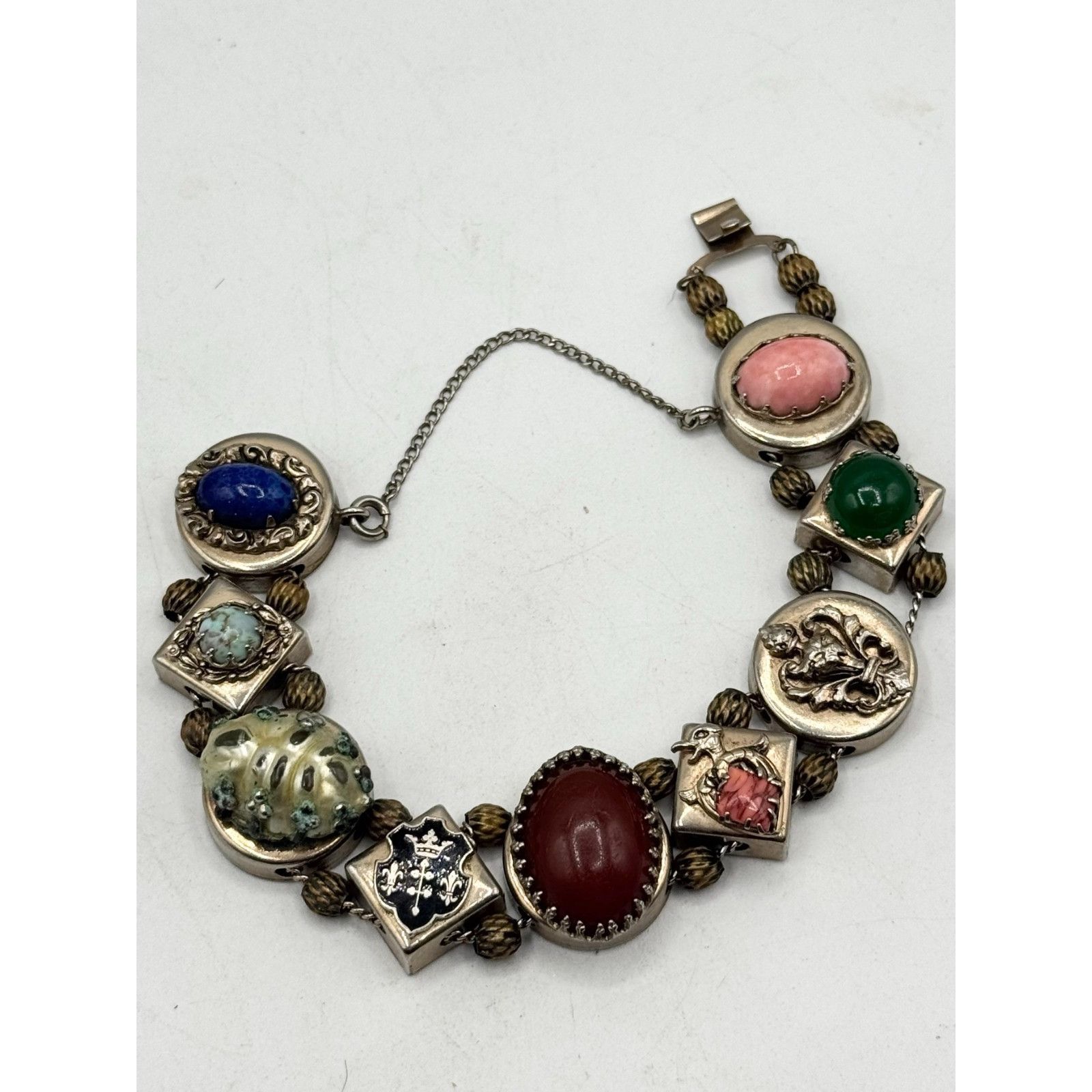 Vintage Estate Slide Charm Bracelet Vintage Victorian Revival Size ONE SIZE - 4 Thumbnail