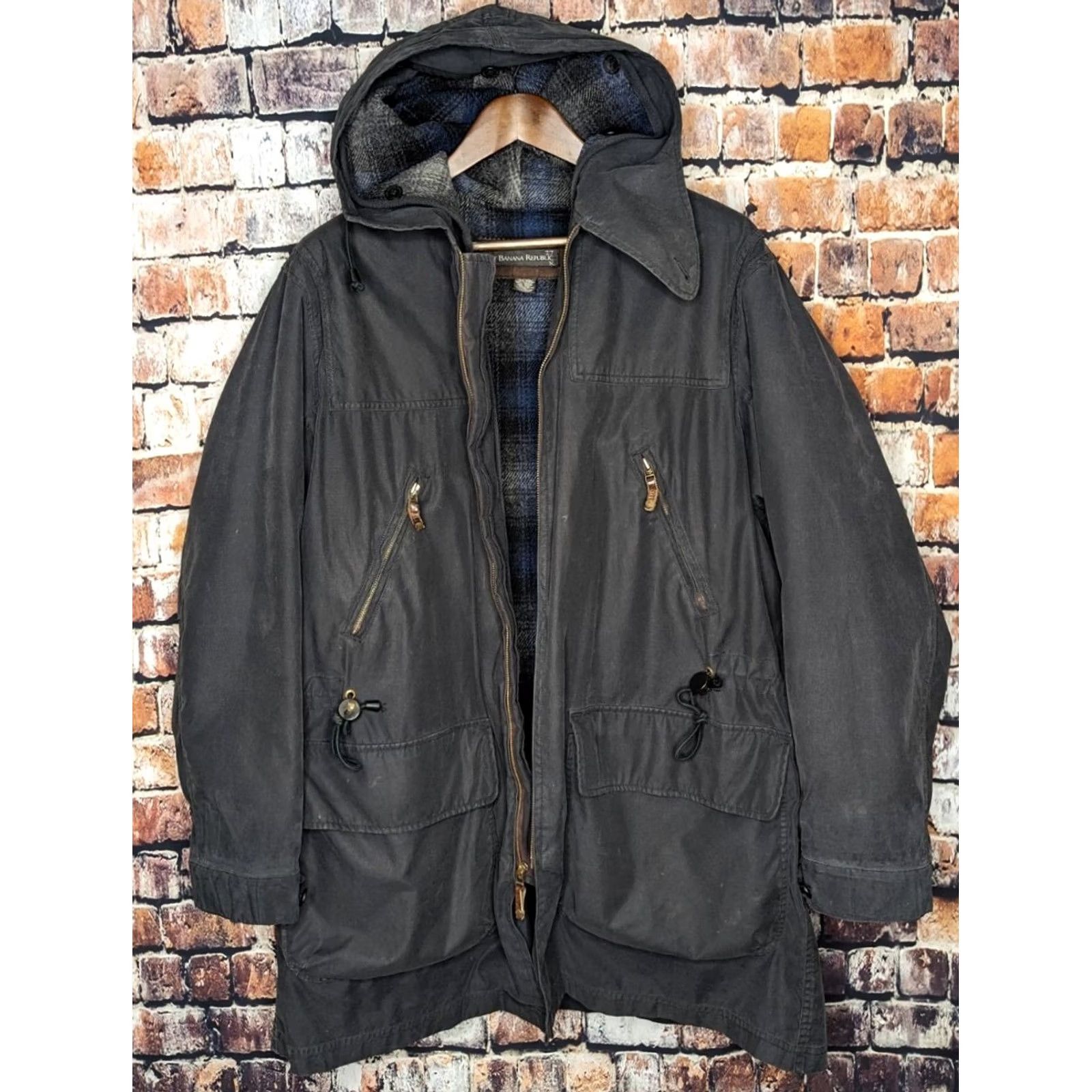 Banana Republic VINTAGE Banana Republic Overcoat Jacket Wool Liner Hood Men Medium Mac Navy Size US M / EU 48-50 / 2 - 6 Thumbnail