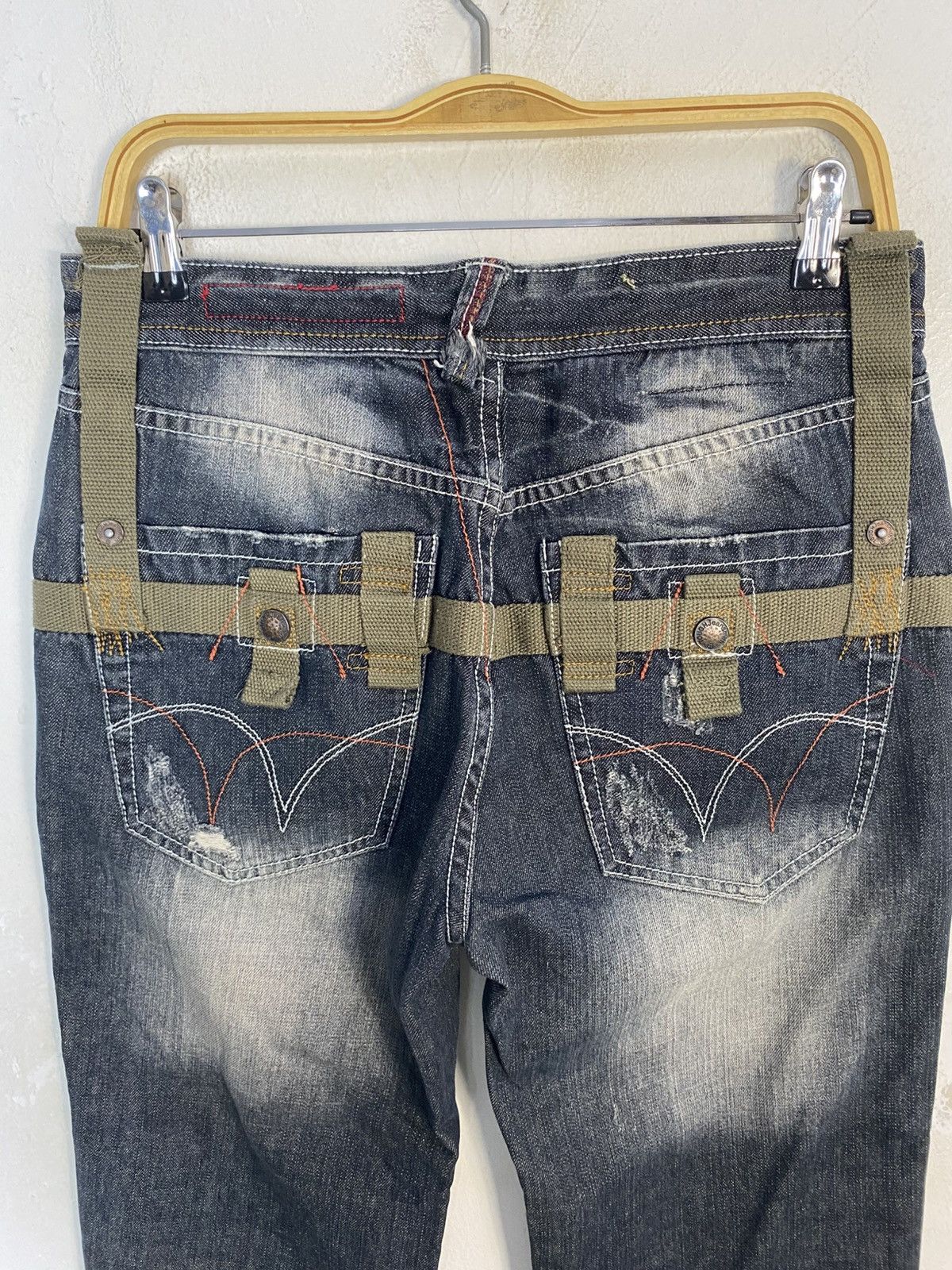 Other Y2k Tough Jeansmith Tactical Denim Green Straps Size 30 31 Size US 31 - 9 Thumbnail
