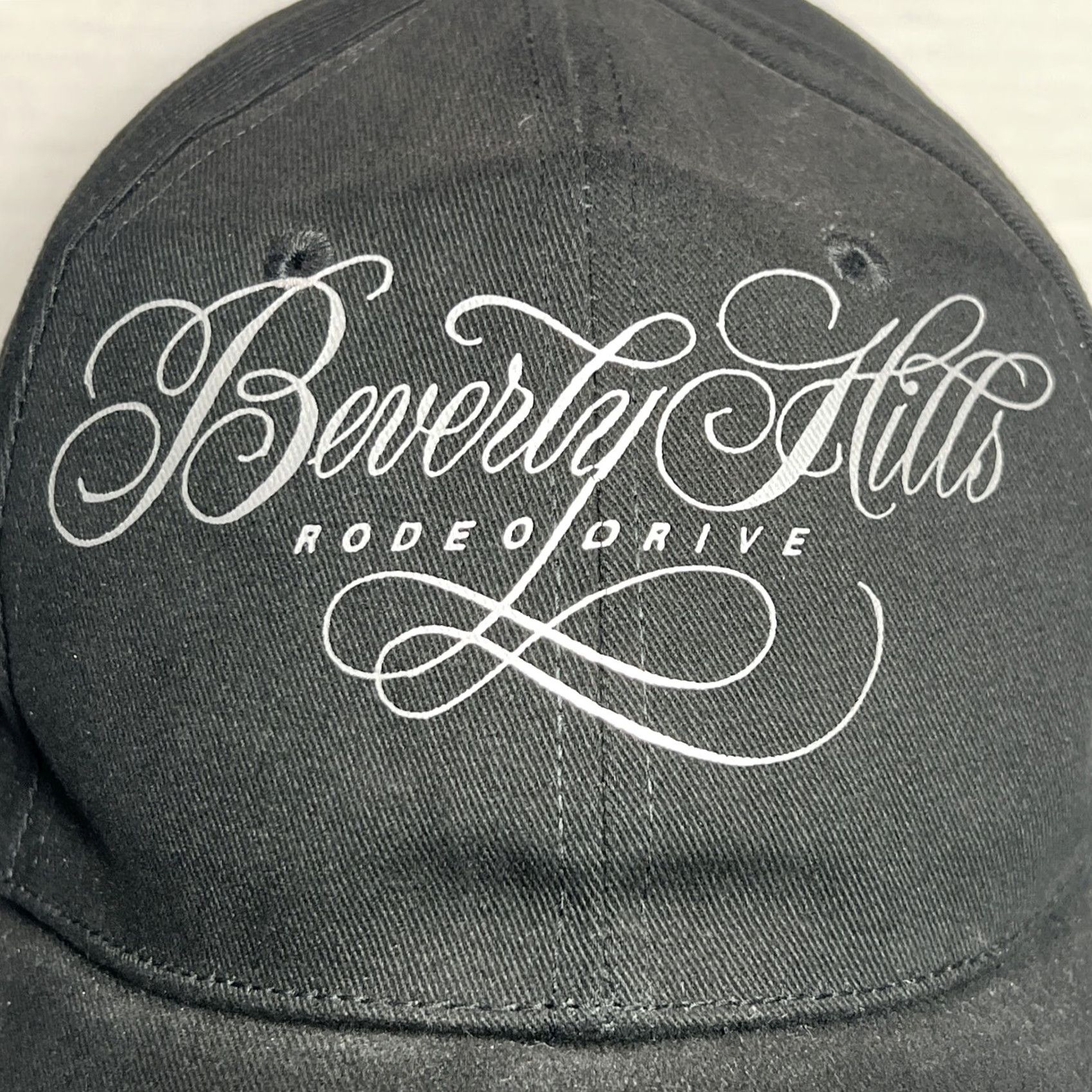 Vintage VINTAGE Rodeo Drive Beverly Hills Hat Strapback Black Silver Cotton Men One Size Adjustable Baseball Cap Size ONE SIZE - 3 Thumbnail