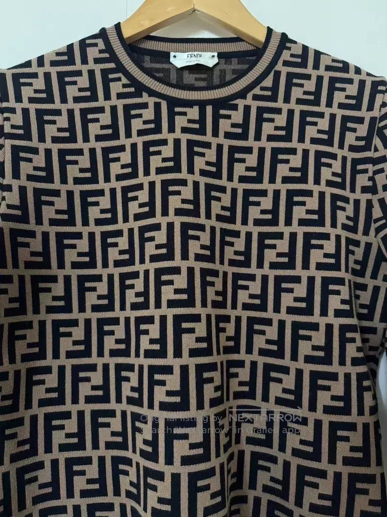 Fendi Fendi Brown monogram print long-sleeved knit sweater Size S / US 4 / IT 40 - 3 Thumbnail