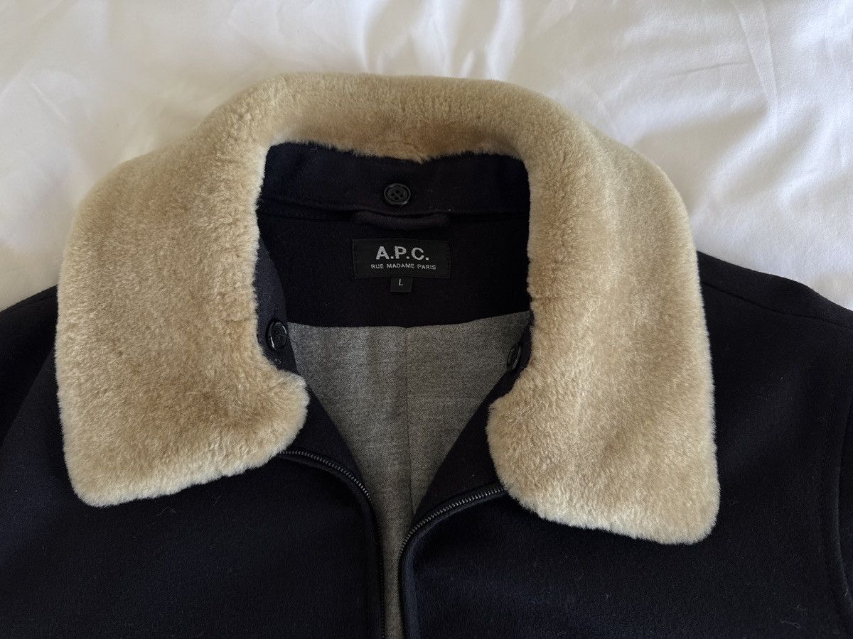 A.P.C. A.P.C. Black Wool Bomber Jacket – Shearling Collar Size US L / EU 52-54 / 3 - 4 Thumbnail