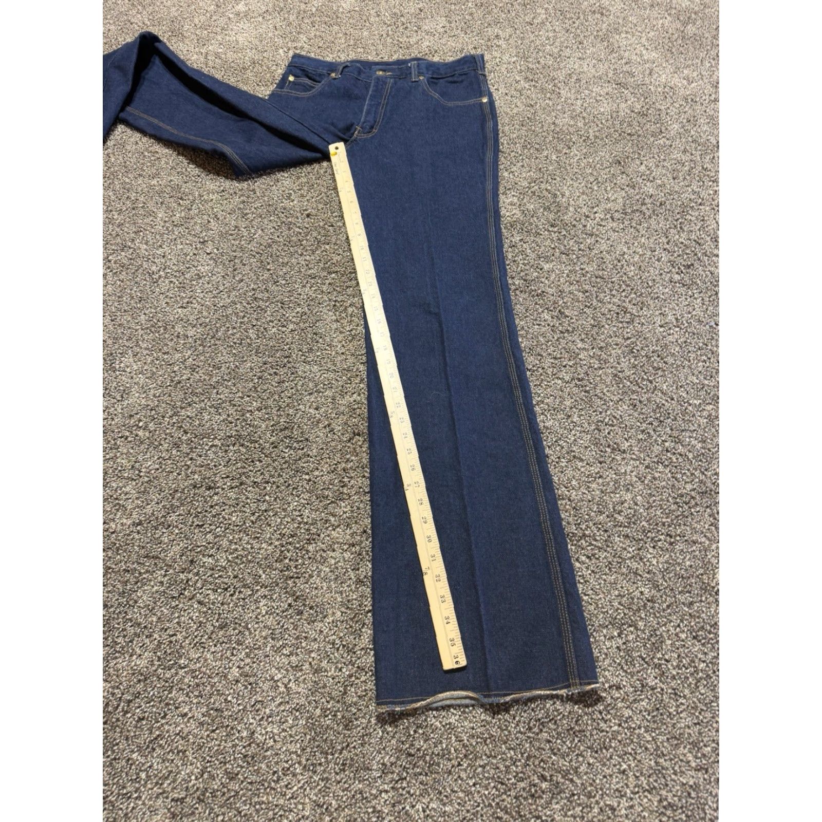 Denime VINTAGE Anthonys Jeans Men's 34 Tall Blue Denim 90s Raw Hem 34x37 5-Pocket Straight Size US 34 / EU 50 - 7 Thumbnail