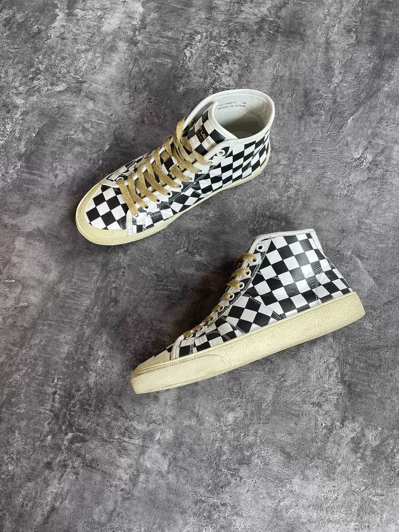 Saint Laurent Paris Saint Laurent Paris Chessboard Patchwork Canvas Shoes Size US 7 / EU 40 - 4 Thumbnail