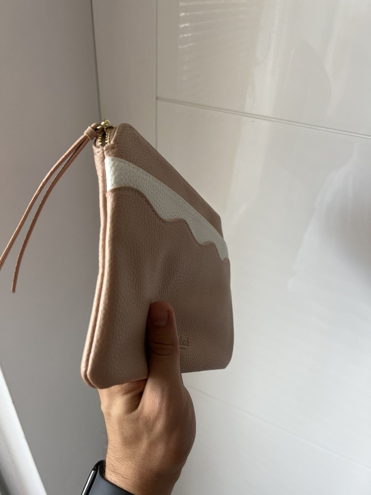 Chloe Chloe Parfum Zip Navy Pink/Beige Clutch Bag Size ONE SIZE - 8 Thumbnail